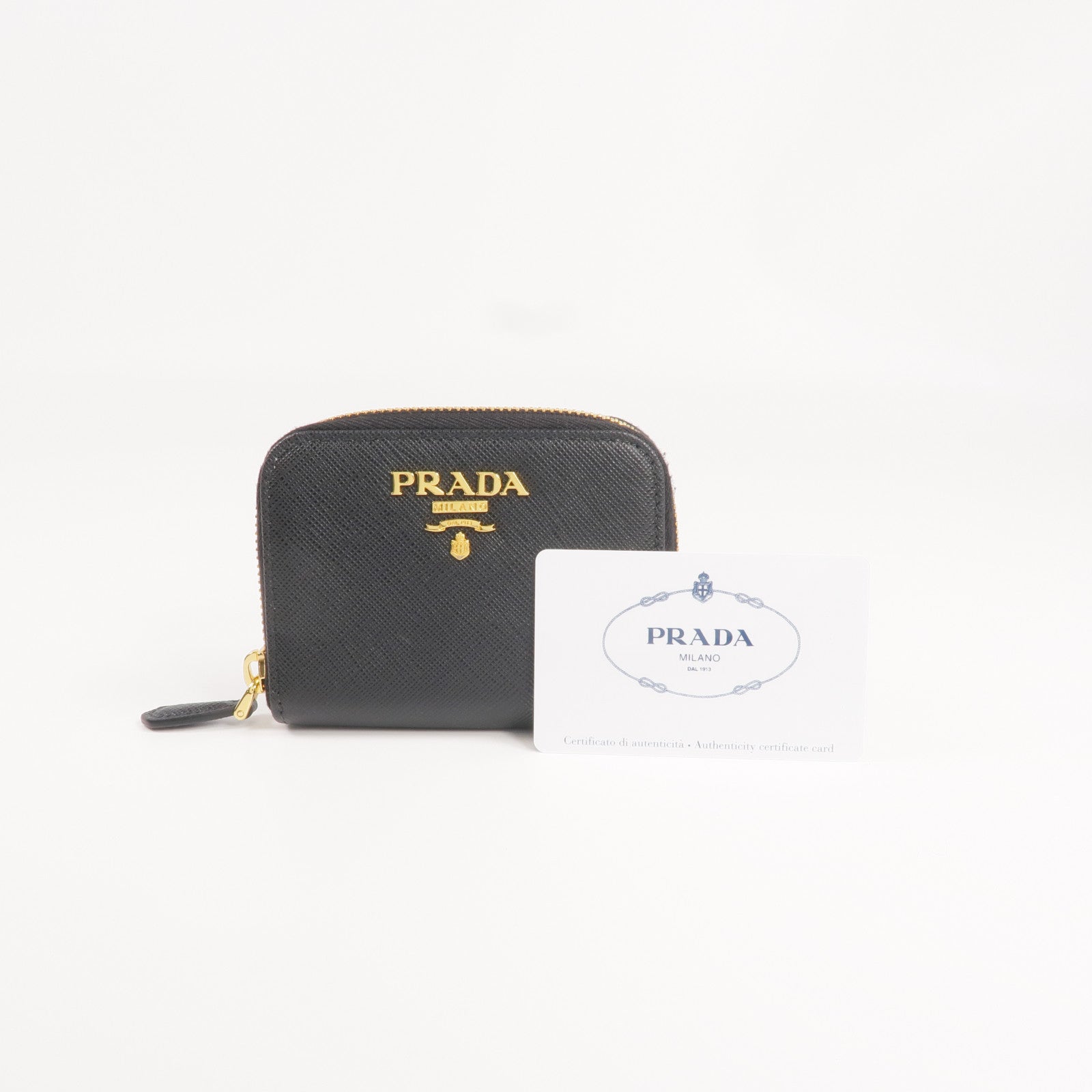 PRADA Saffiano皮革Coin Case金扣零錢包