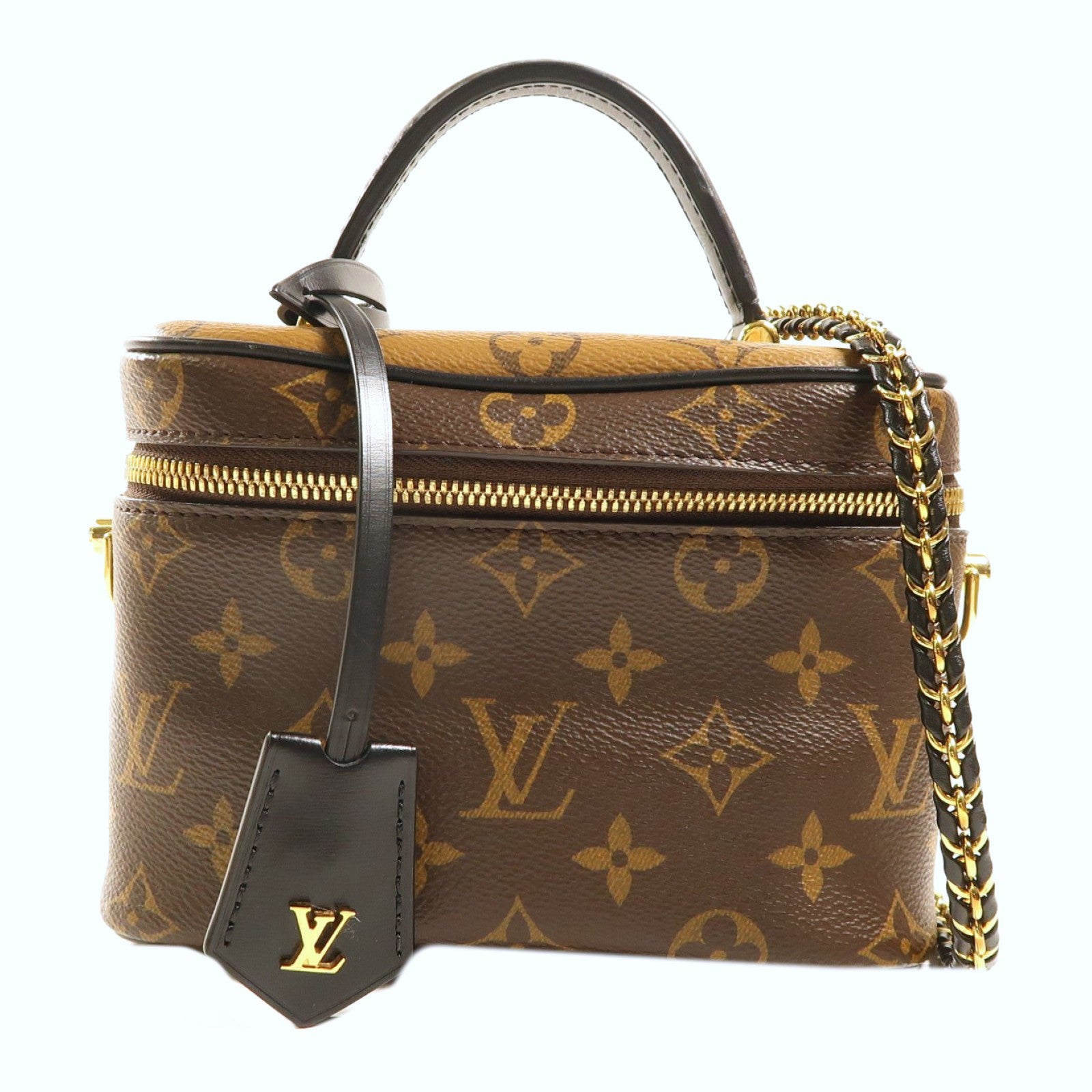 LOUIS VUITTON Monogram Vanity PM金扣手挽肩背兩用袋啡色