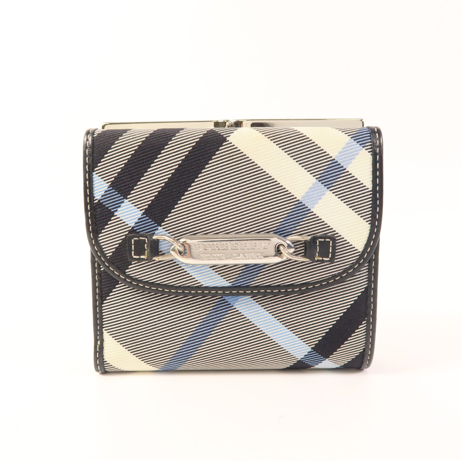 BURBERRY BLUE LABEL 皮革/布料Wallet銀扣錢包