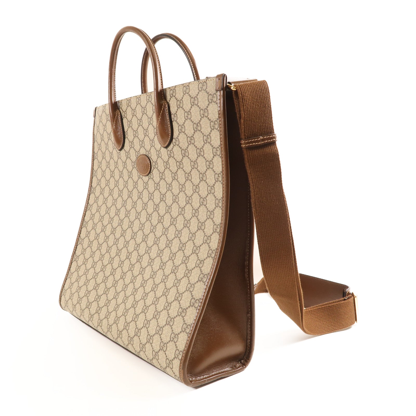 GUCCI GHW GG Supreme 2Way Shoulder Hand Bag Coated Canvas 674155 Brown