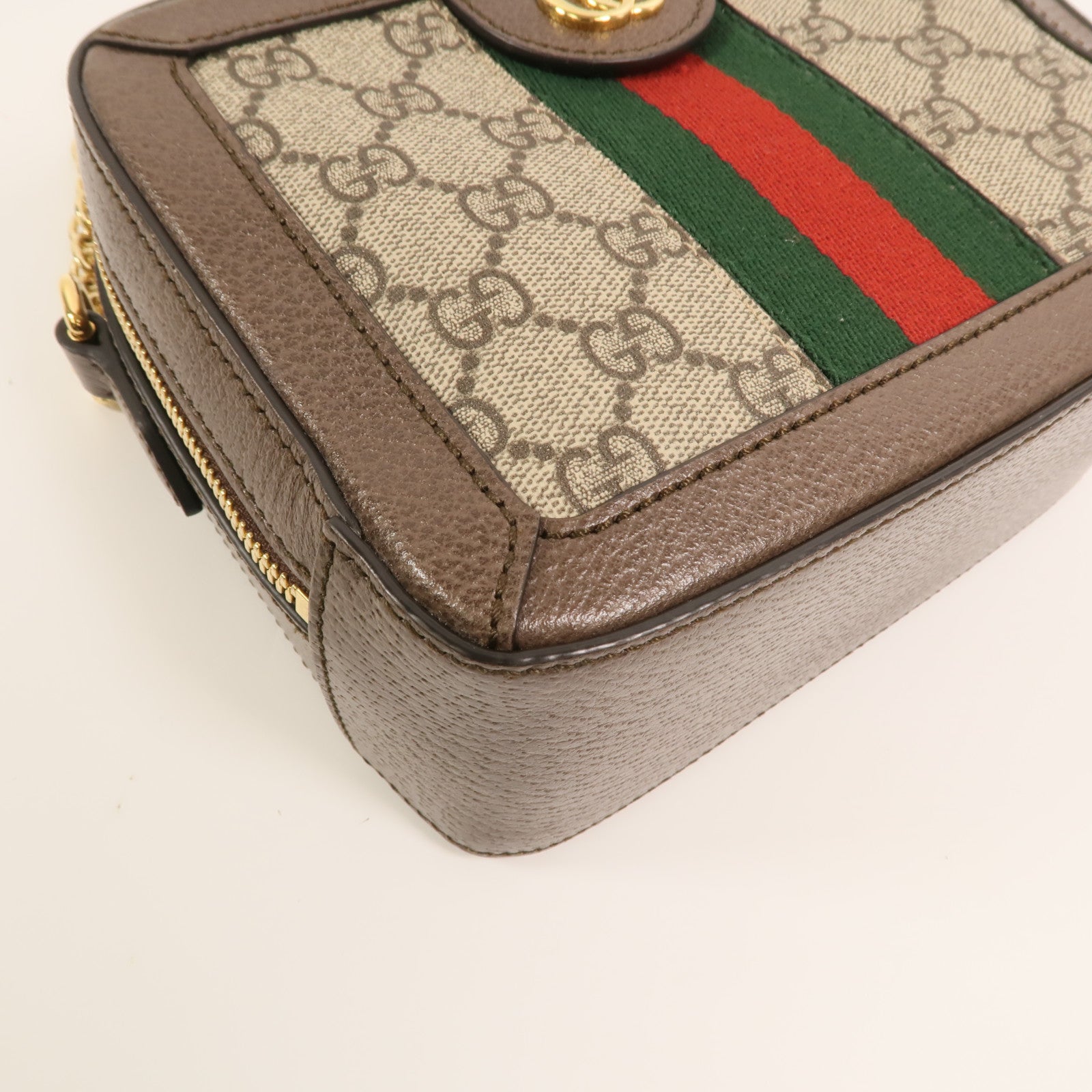 GUCCI 塗層帆布Ophidia GG Mini金扣鏈帶手挽肩背兩用袋