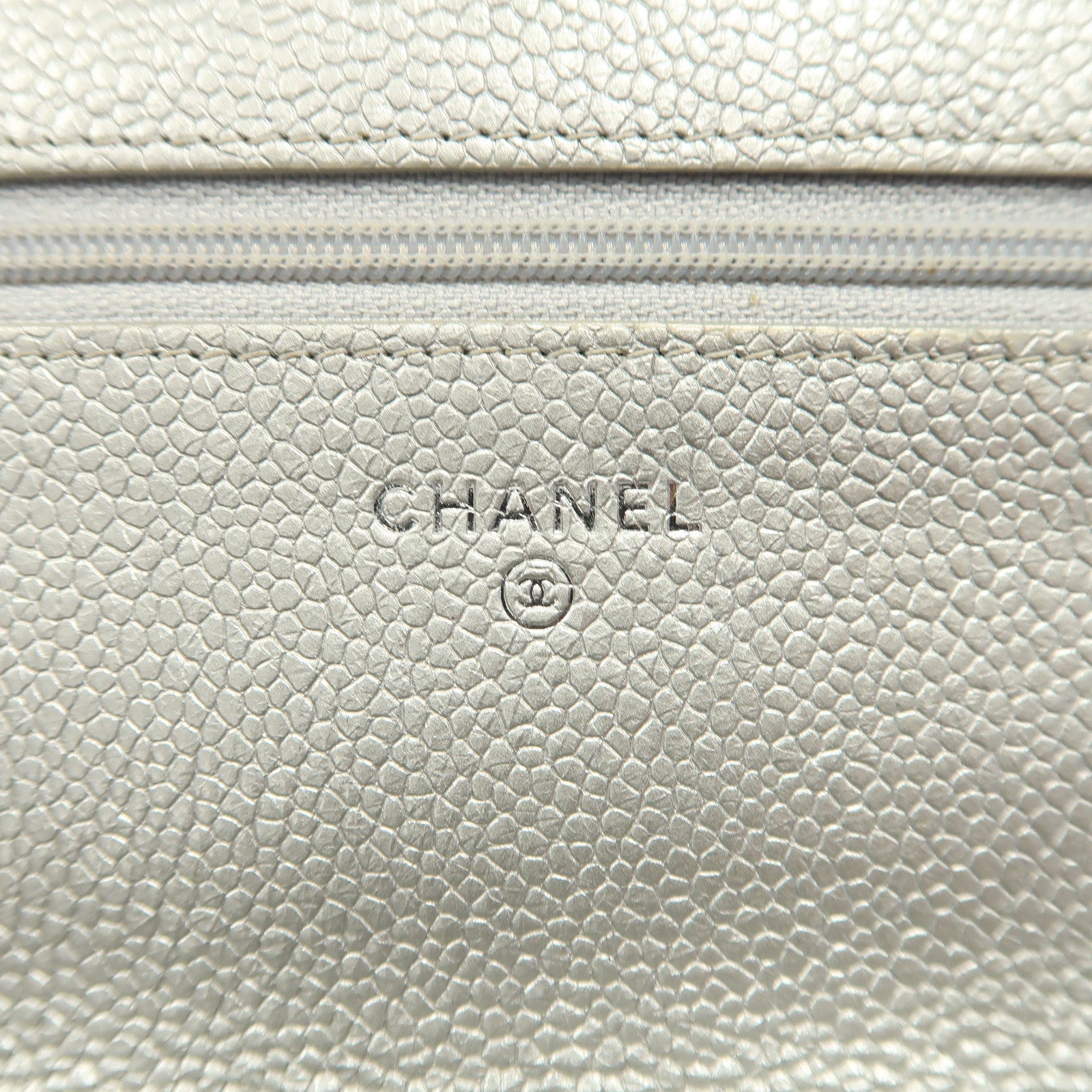 CHANEL 菱格Caviar皮革Wallet on Chain銀扣鏈帶肩背袋銀色