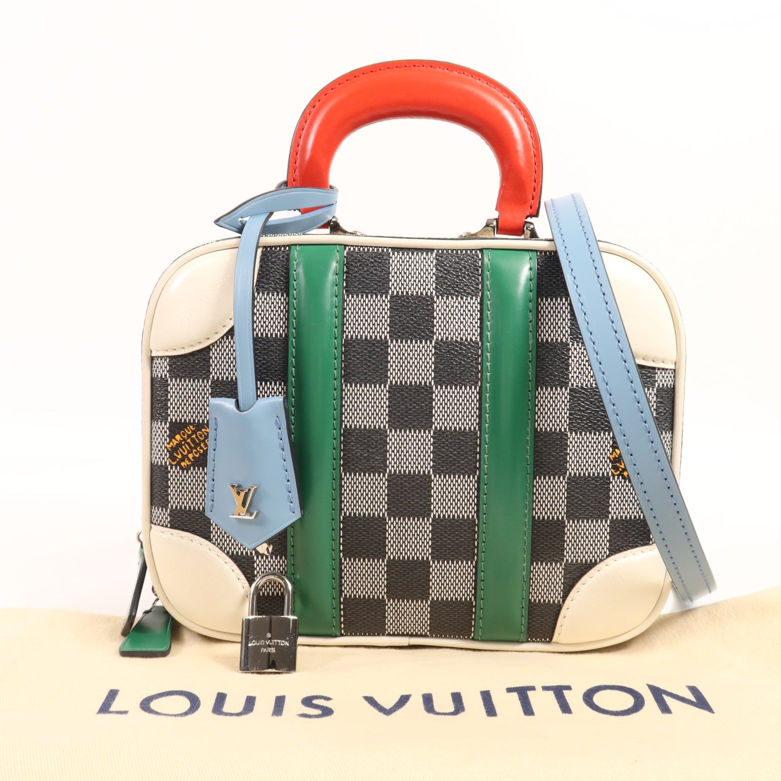 LOUIS VUITTON Damier Valisette BB銀扣手挽肩背兩用袋