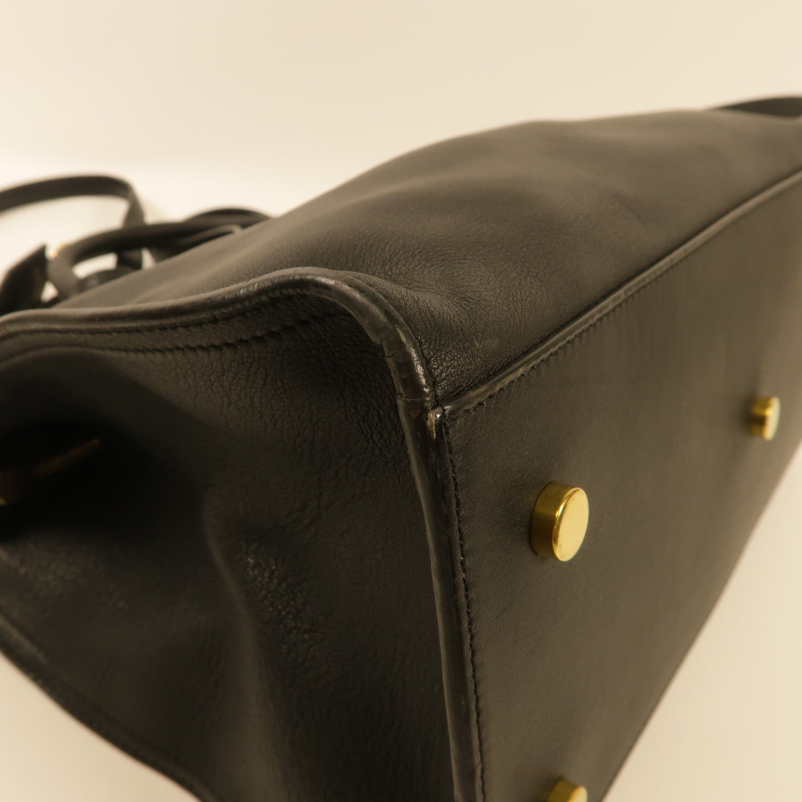 SAINT LAURENT 牛皮皮革2 Way Shoulder金扣手挽肩背兩用袋黑色