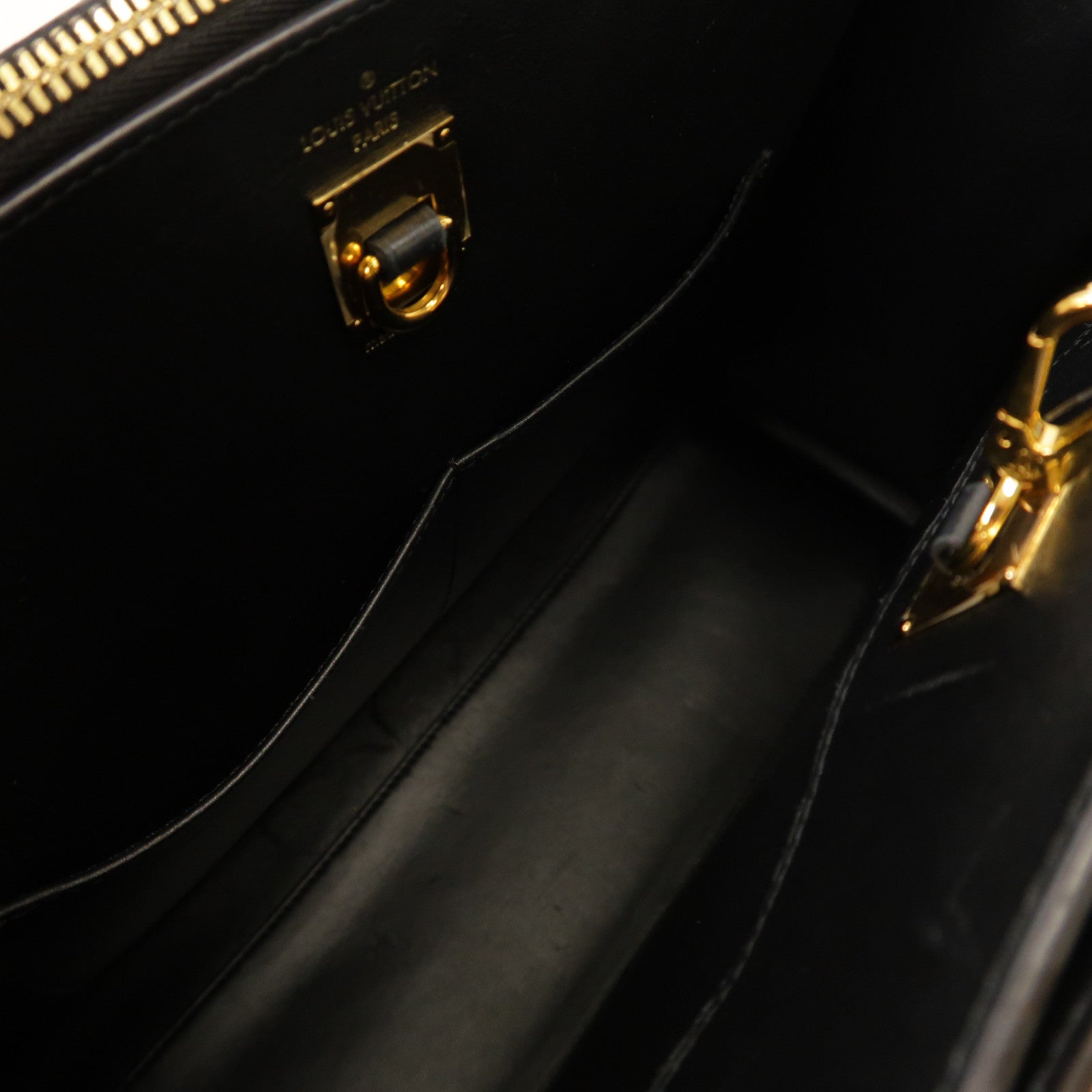 LOUIS VUITTON 牛皮皮革/Monogram City Steamer MM金扣手挽肩背兩用袋白色/黑色