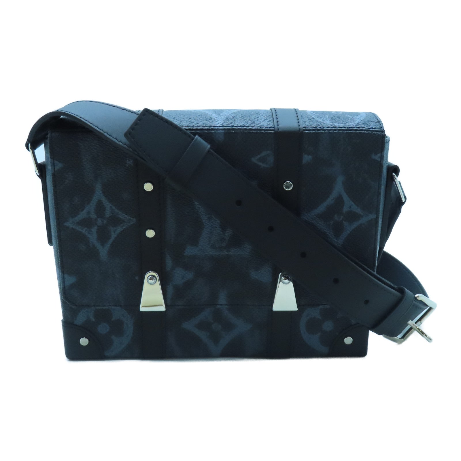 LOUIS VUITTON Monogram Pastel Noir Pastel Trunk銀扣肩背袋黑色