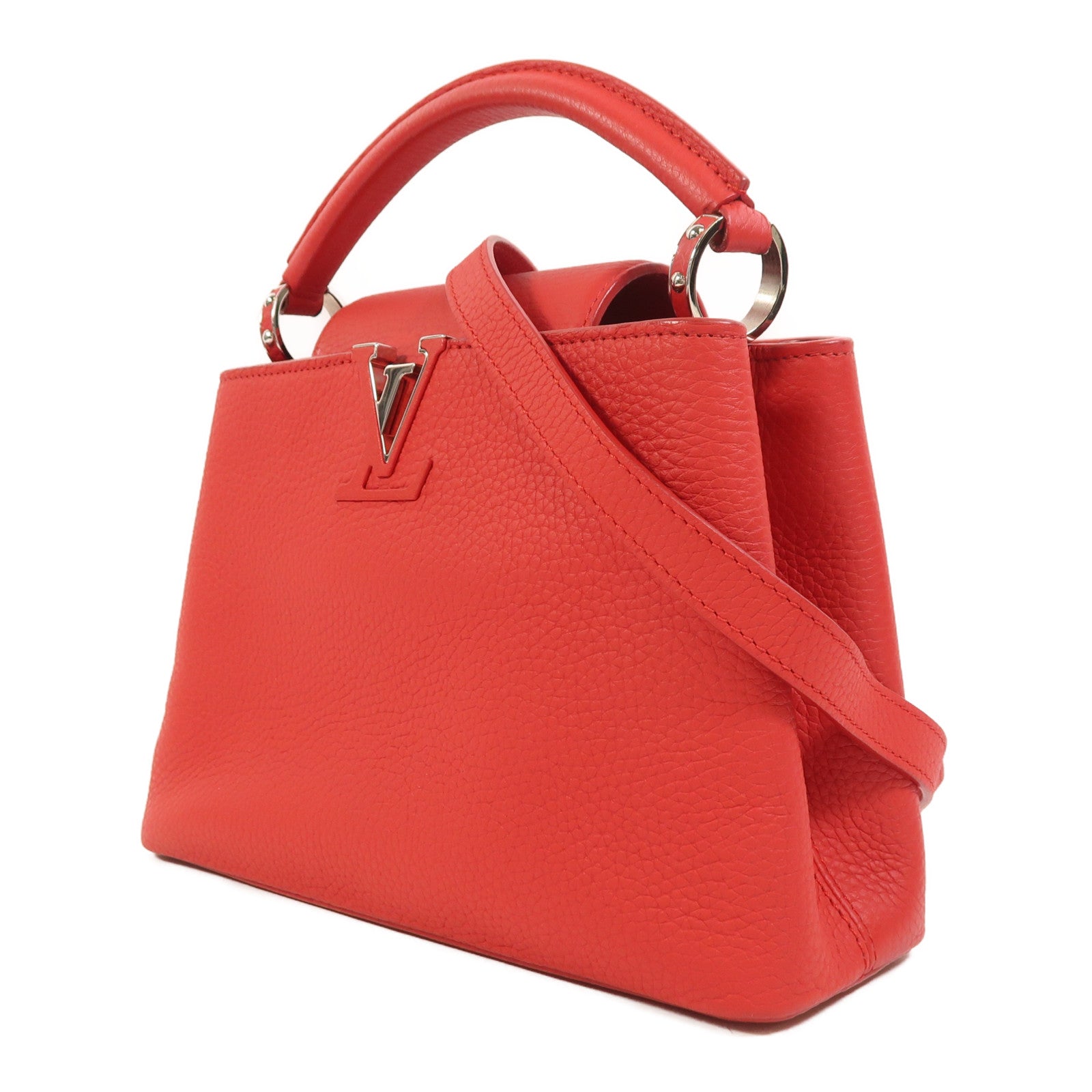 LOUIS VUITTON 【激減優惠】Taurillon Capucines BB銀扣手挽肩背兩用袋