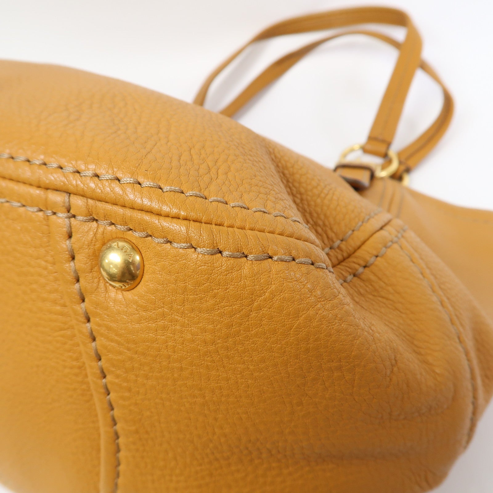PRADA 【激減優惠】牛皮皮革Sacca 2 Manici Bag金扣肩背袋橙色