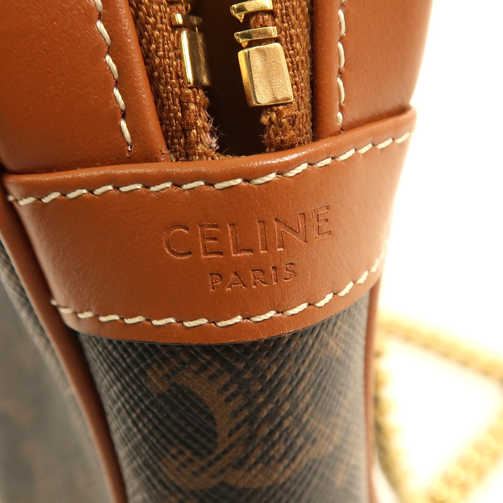 CELINE 塗層帆布Small Patapans金扣鏈帶肩背袋