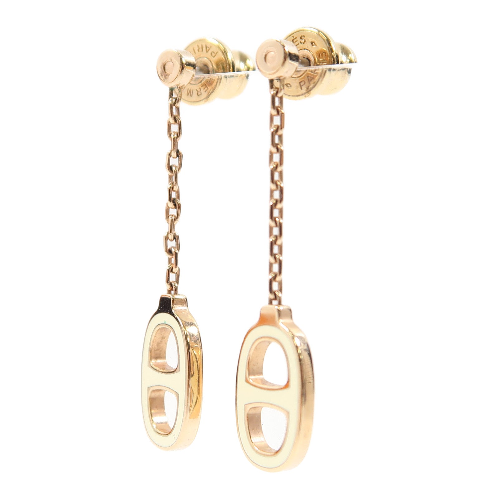 HERMES 金屬Earrings耳環白色/金色