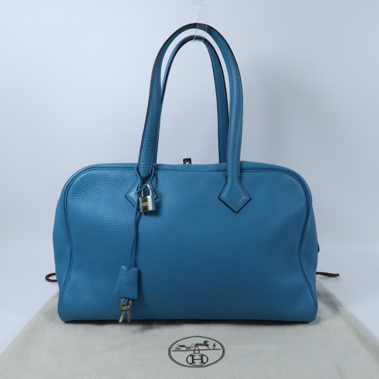 HERMES Clemence皮革Victoria 35銀扣肩背袋