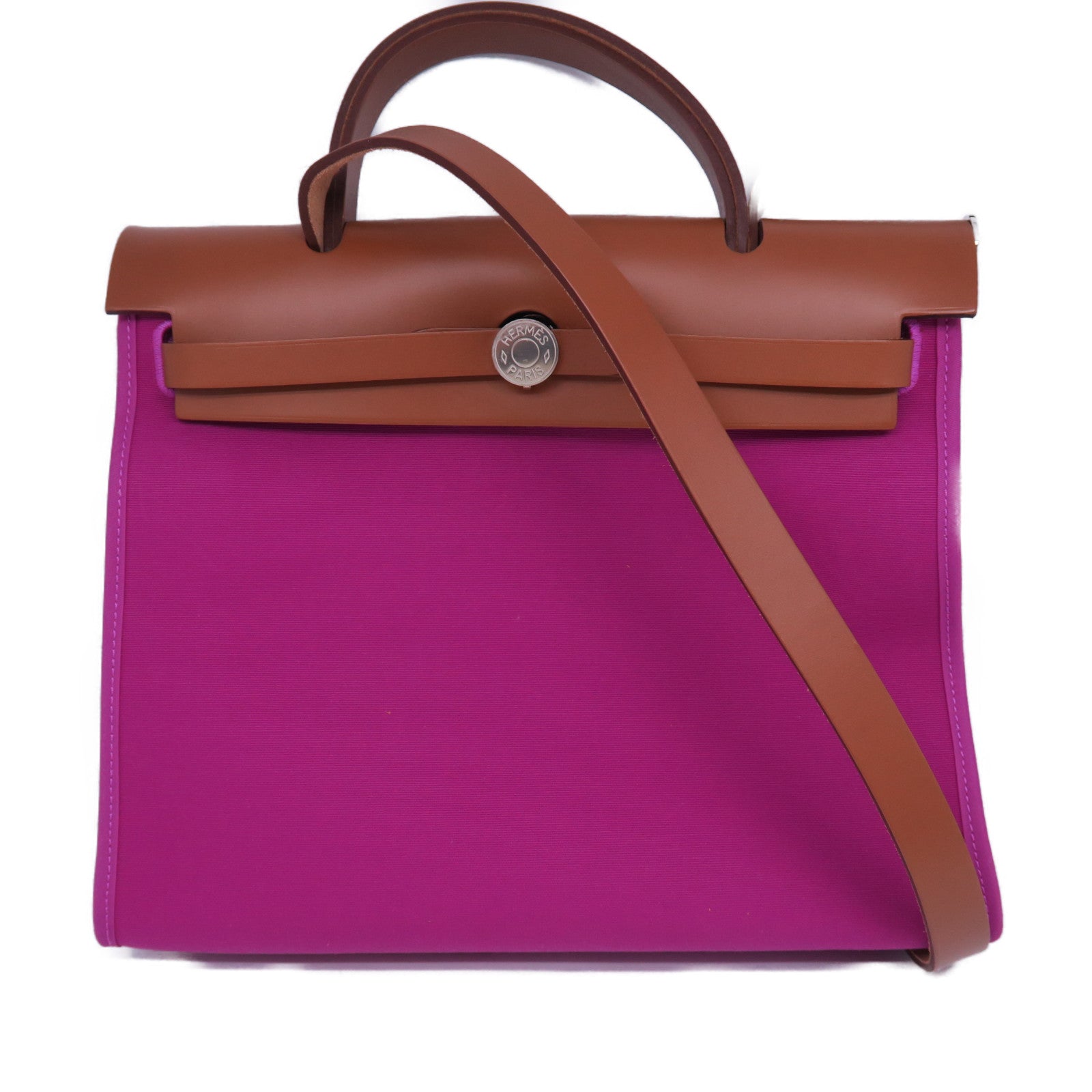 HERMES 【激減優惠】帆布Herbag PM銀扣鏈帶肩背袋紫色