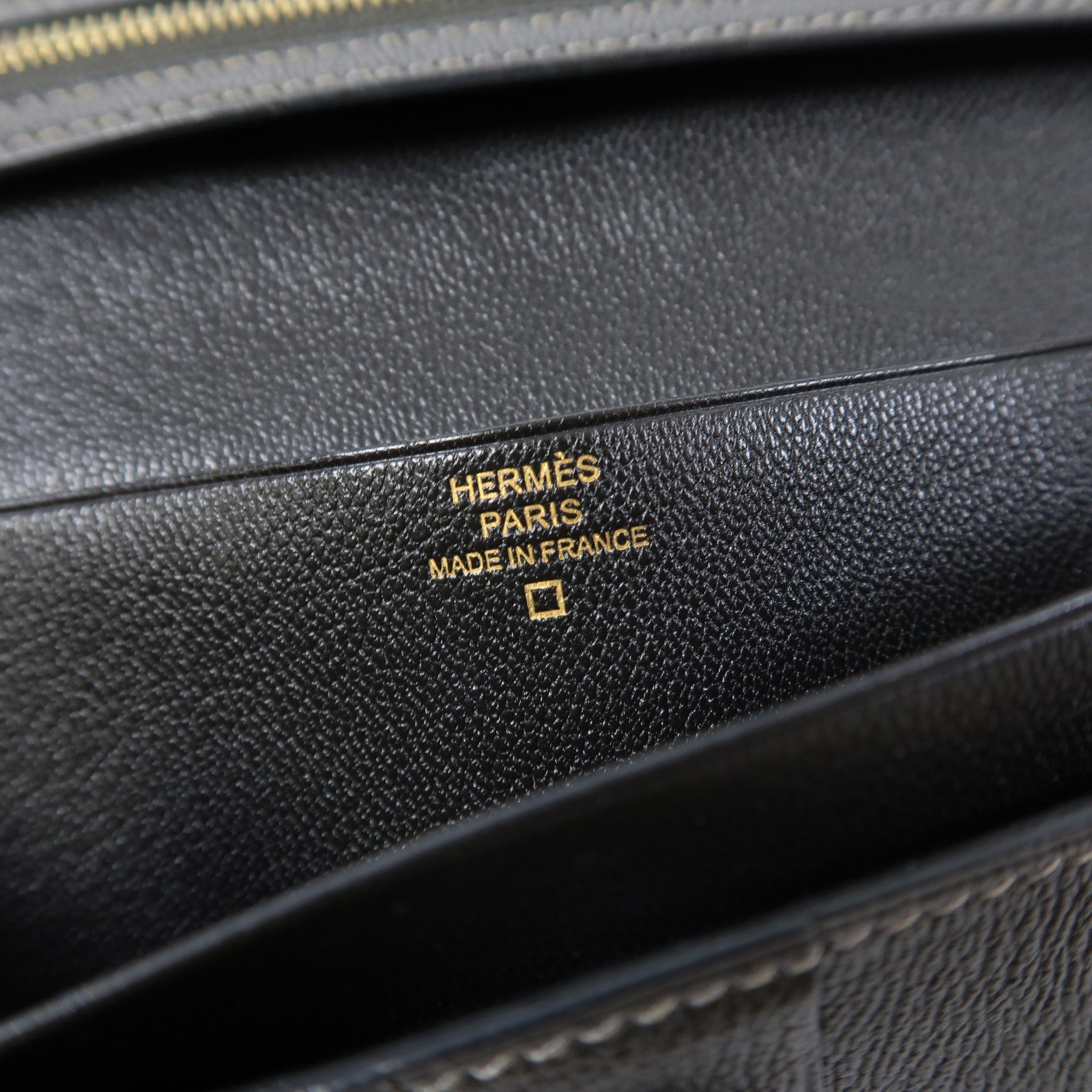 HERMES 鱷魚皮革Bearn Long Wallet金扣長錢包黑色