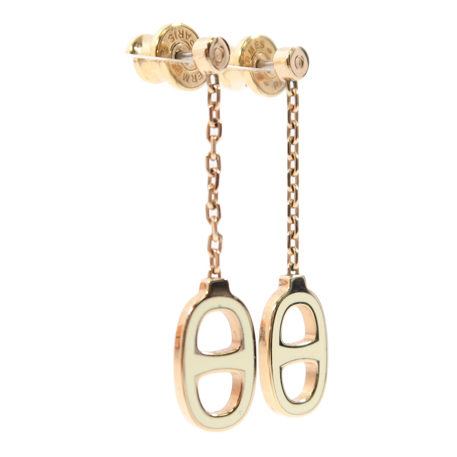 HERMES 金屬Earrings耳環白色/金色