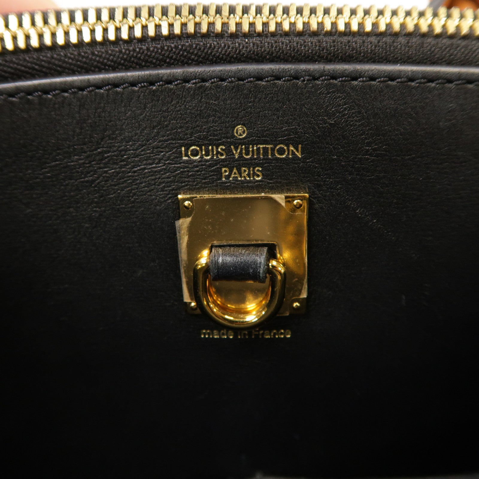 LOUIS VUITTON 牛皮皮革/Monogram City Steamer MM金扣手挽肩背兩用袋白色/黑色