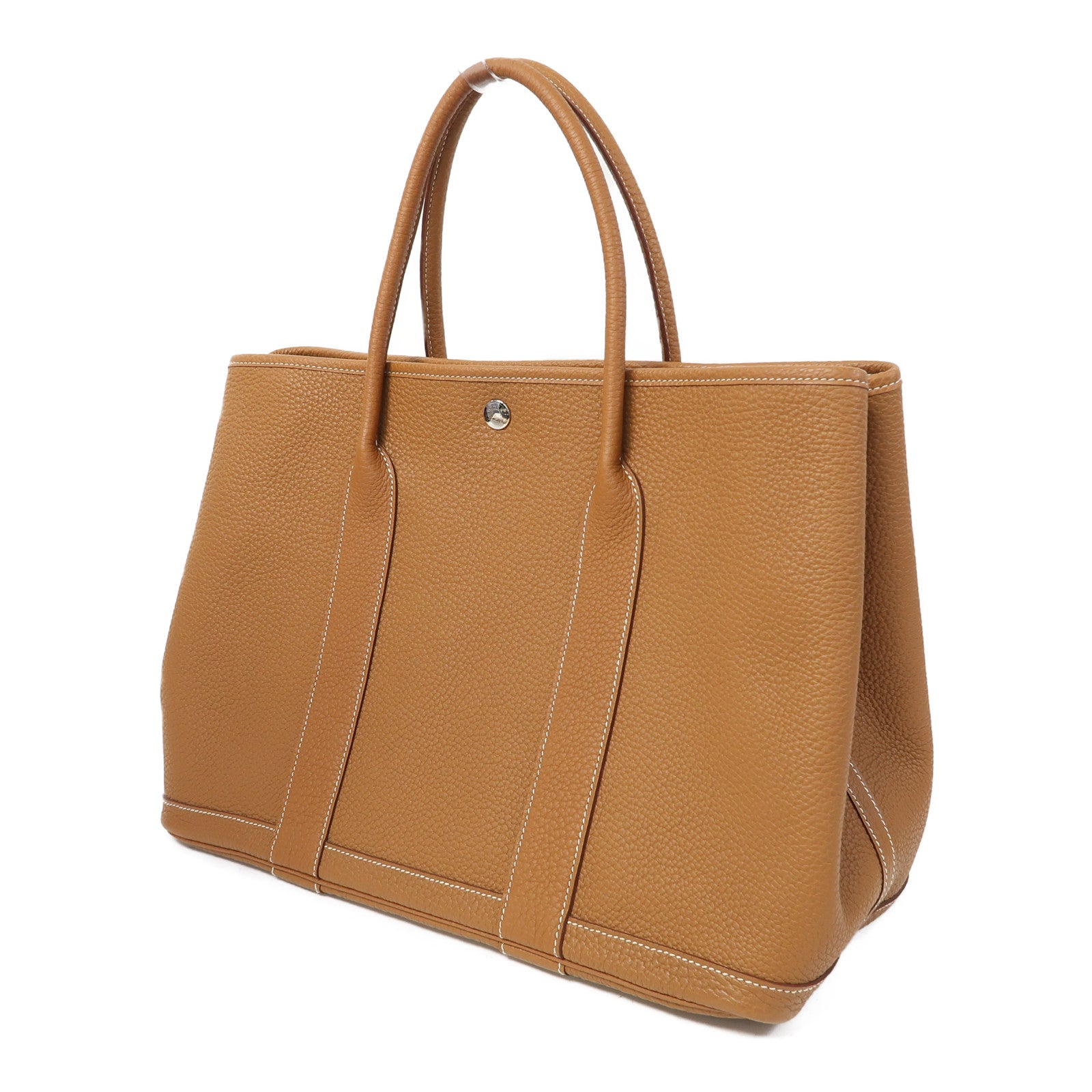 HERMES Negonda皮革GardenParty PM銀扣手挽袋金色