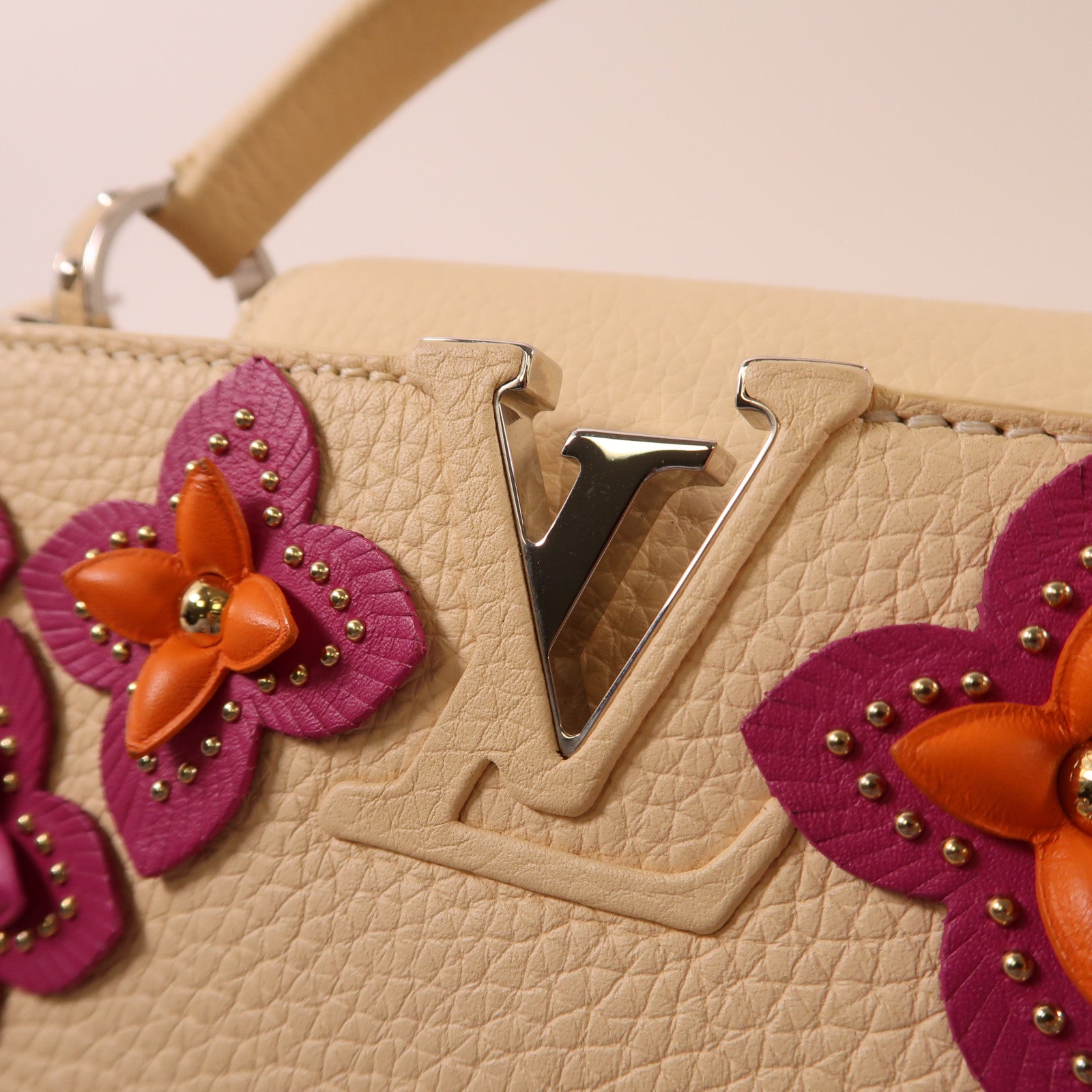 LOUIS VUITTON LV SHW Capucines BB 2 Way Bag M53661 Leather Light Beige