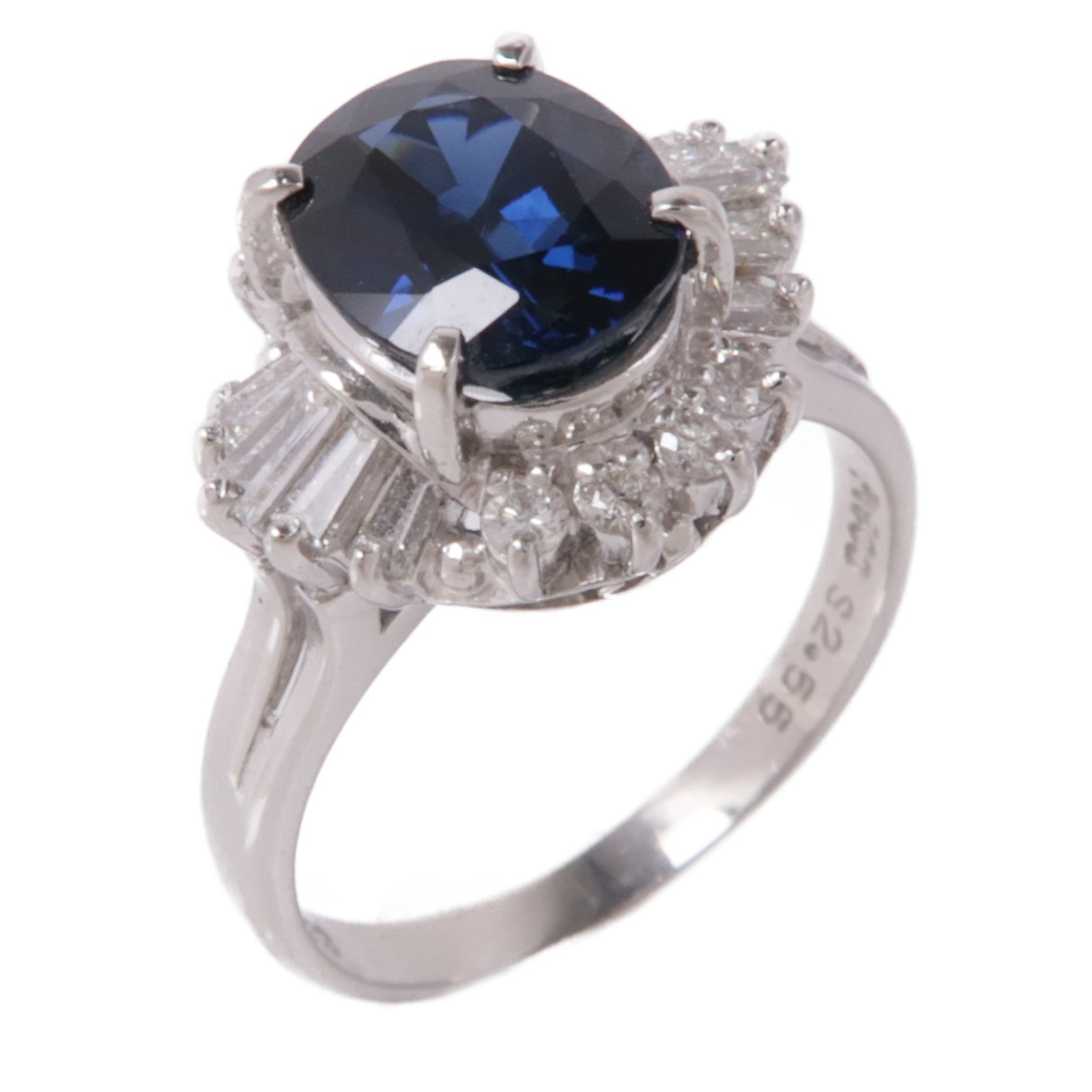 JEWELRY PT900鉑金Sapphire/Diamond Ring藍寶石/鑽石戒指US#6