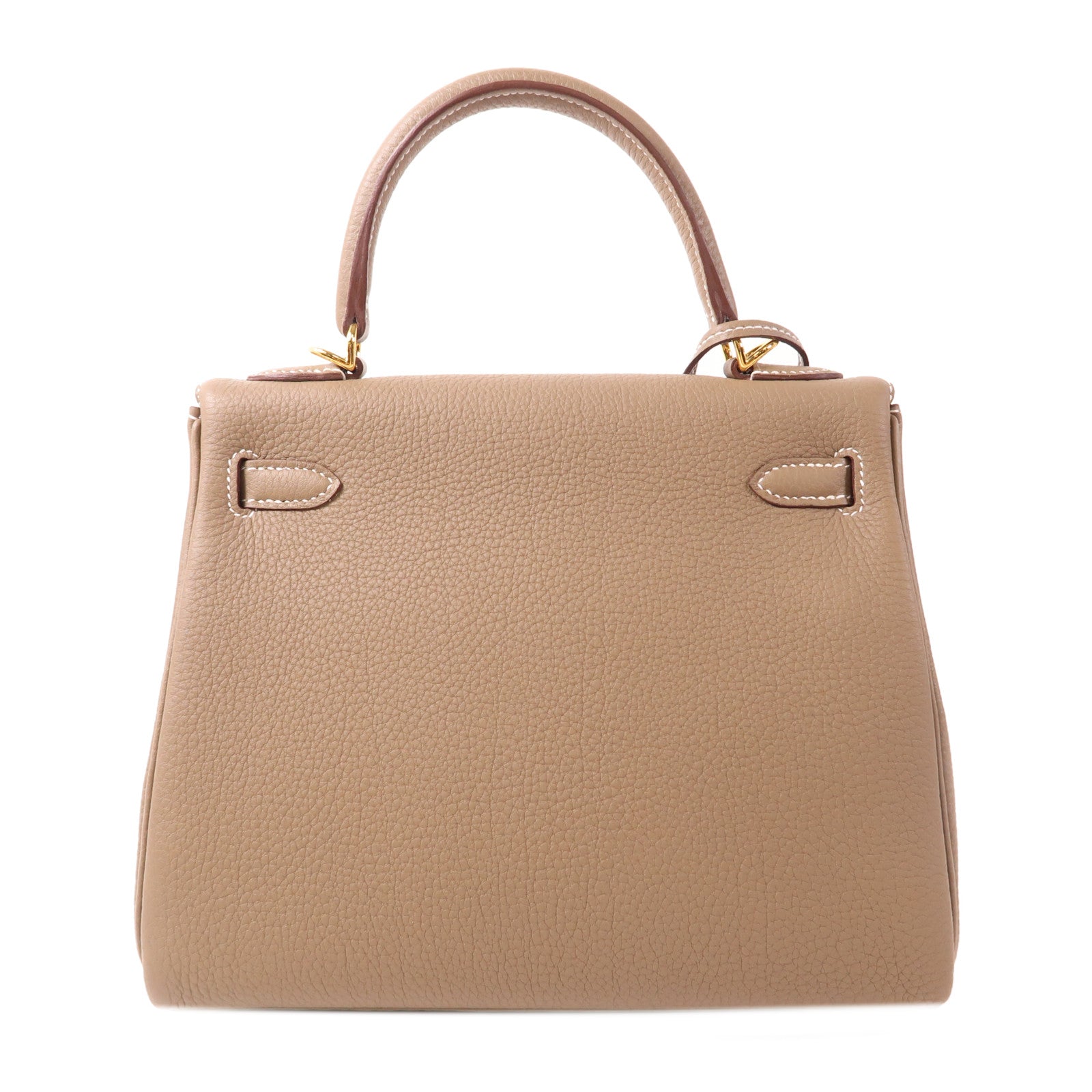 【HERMES】Hermes etoupe Calvi【新古品・新品未使用】 HERMES Togo Leather Birkin 25 Silver Buckle Hand Bag Etoupe