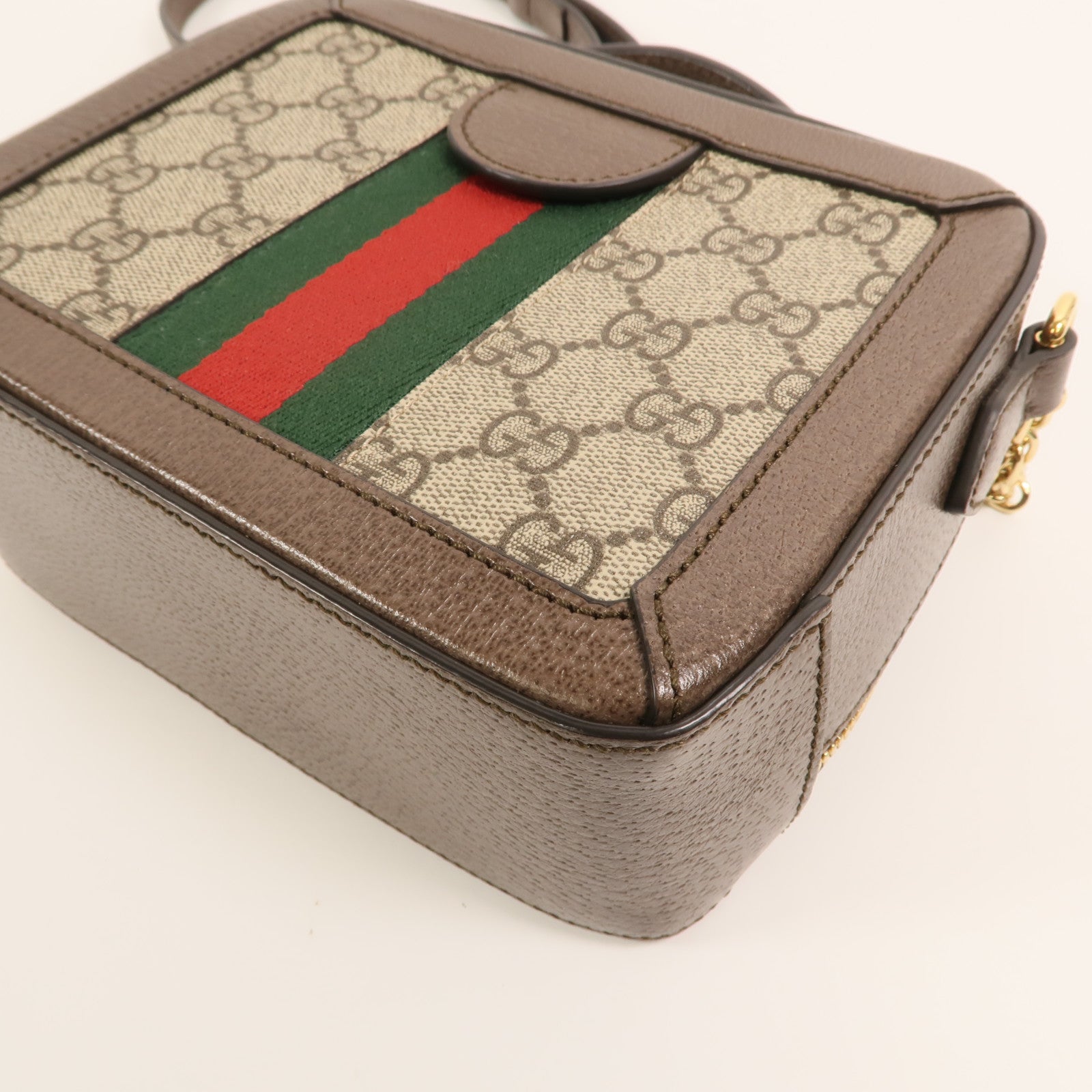 GUCCI 塗層帆布Ophidia GG Mini金扣鏈帶手挽肩背兩用袋