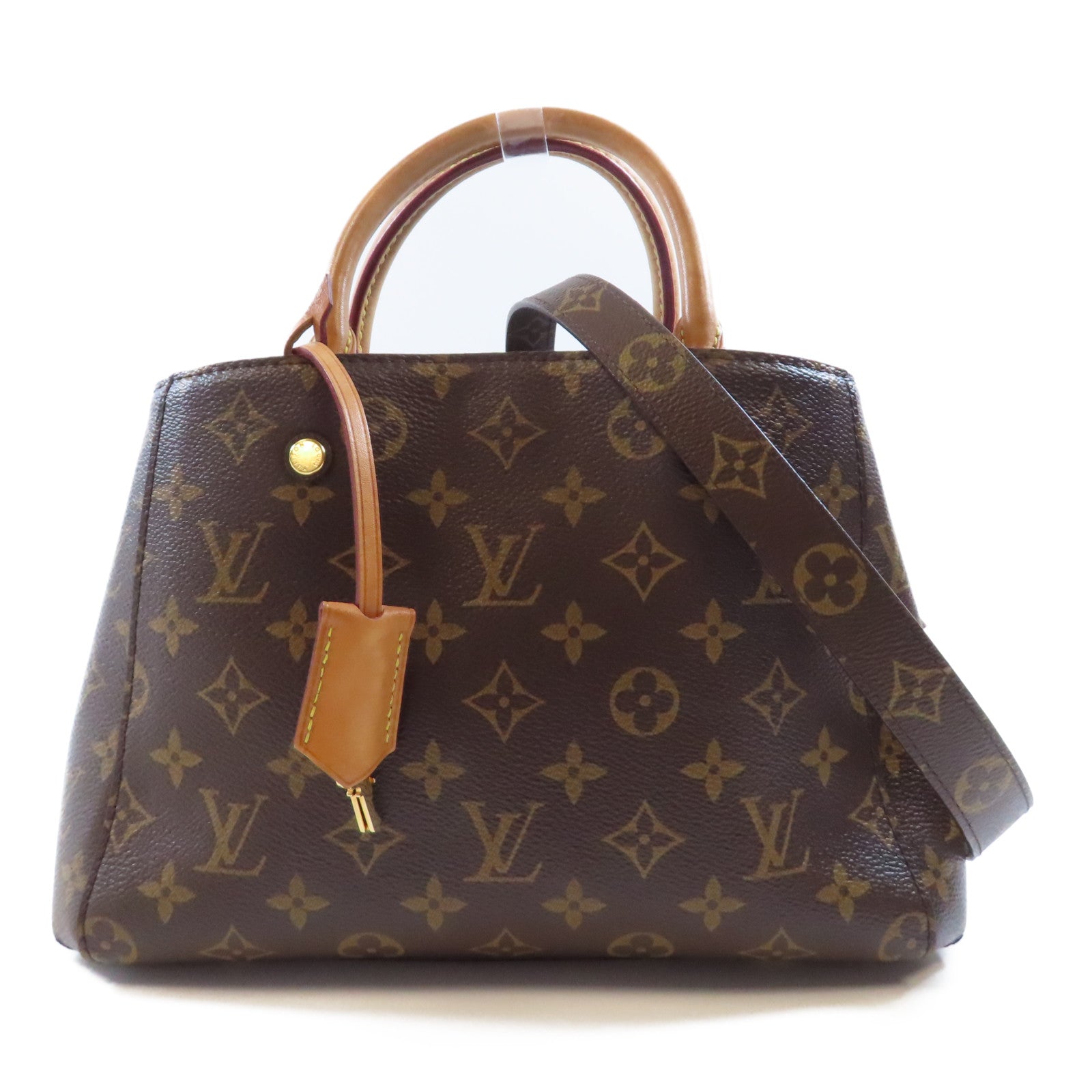 LOUIS VUITTON Monogram Montaigne BB金扣手挽肩背兩用袋啡色