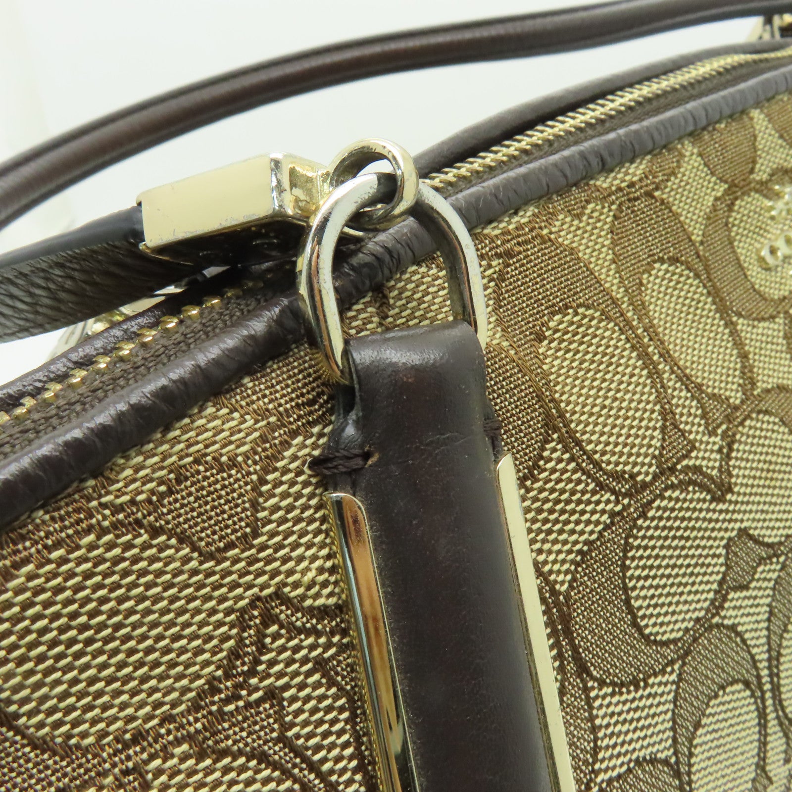 COACH 帆布Shoulder Bag金扣肩背袋棕色