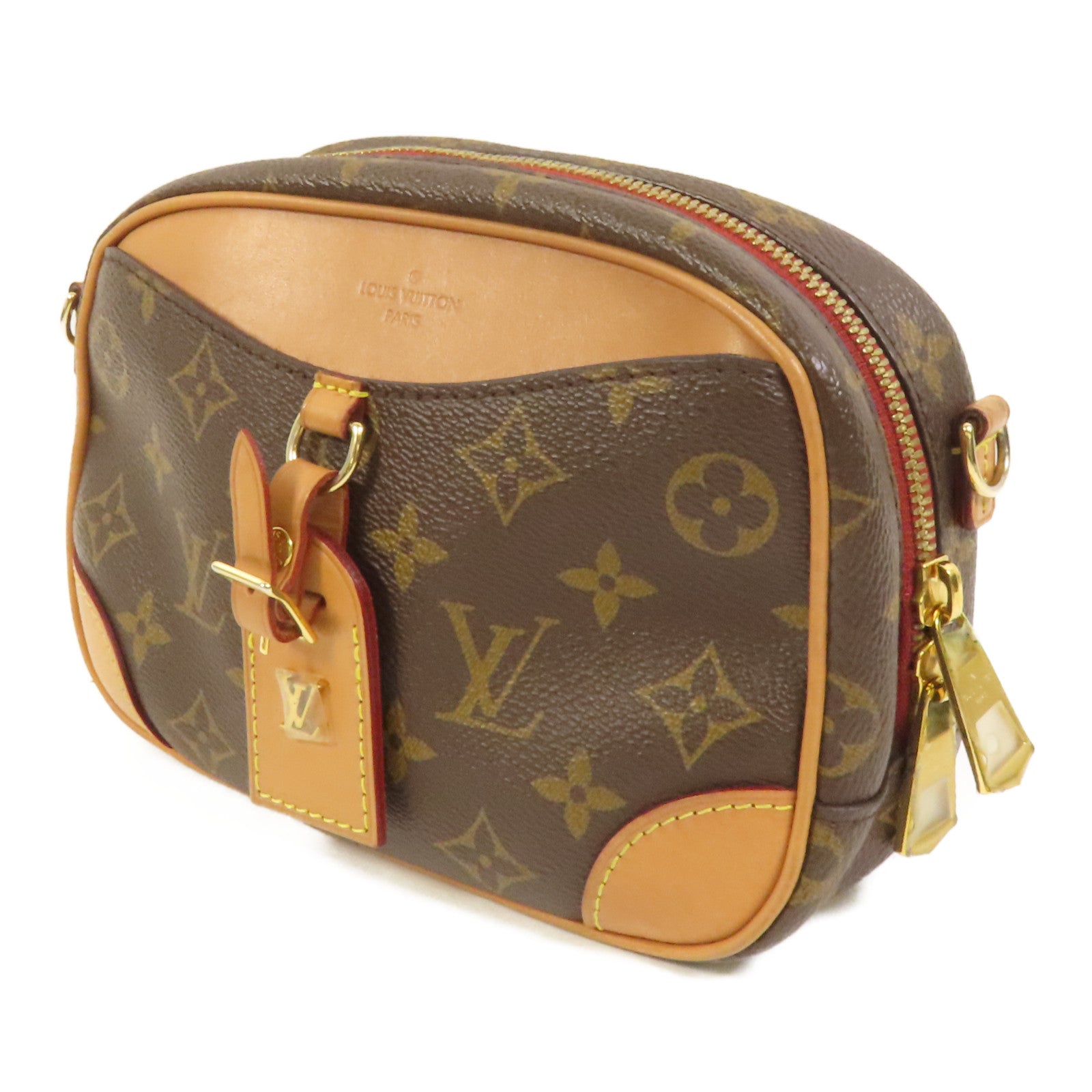 LOUIS VUITTON Monogram Deauville Mini金扣肩背袋棕色