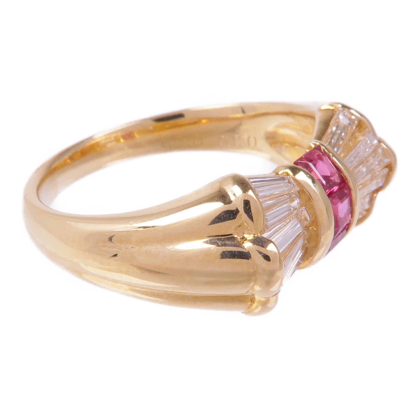 JEWELRY 【激減優惠】18K黃金Ruby Diamond Ring紅寶石鑽石戒指US#5.75