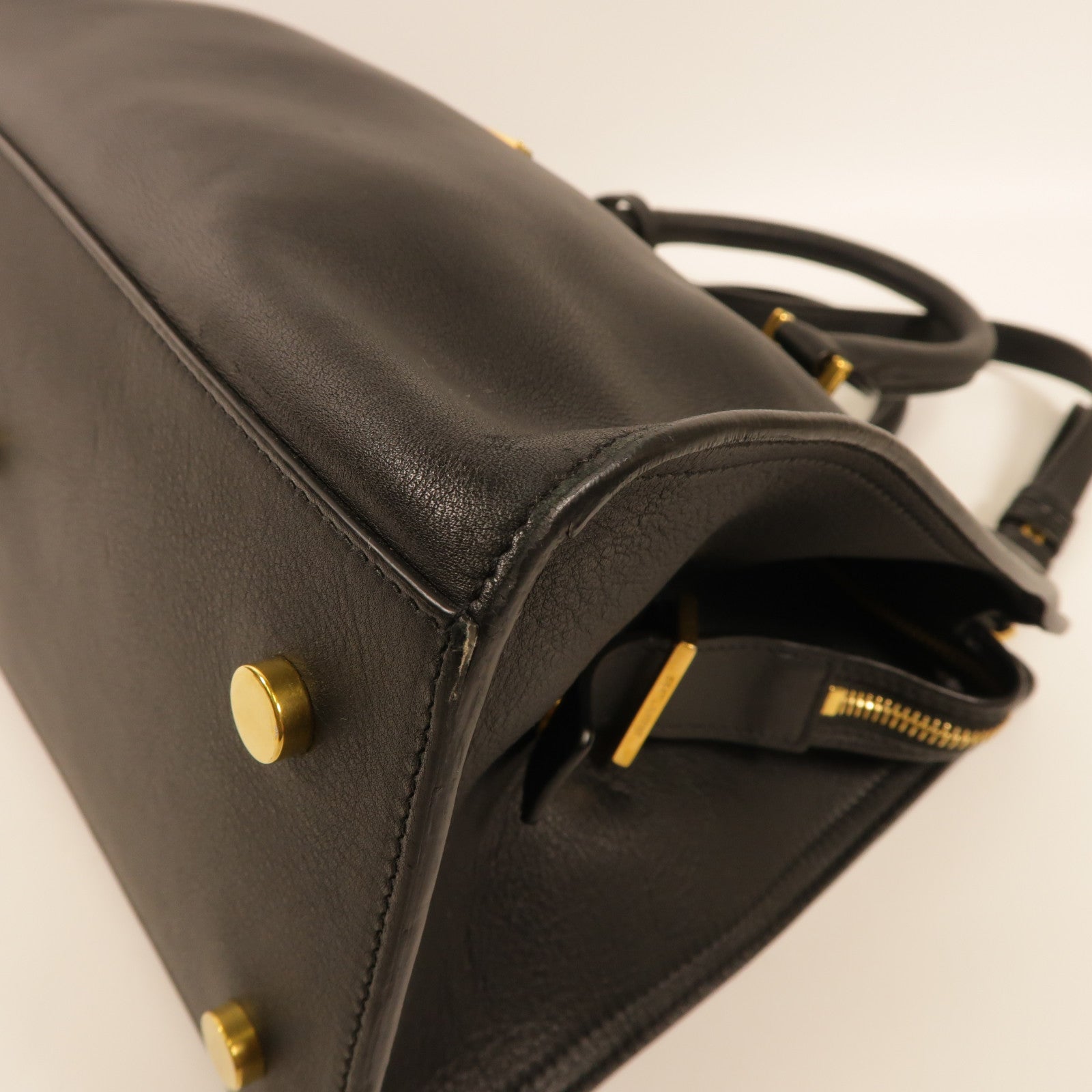 SAINT LAURENT 牛皮皮革2 Way Shoulder金扣手挽肩背兩用袋黑色