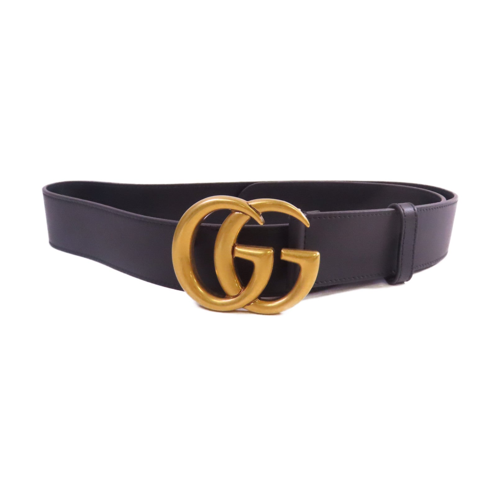 GUCCI 牛皮皮革GG Belt金扣皮帶黑色