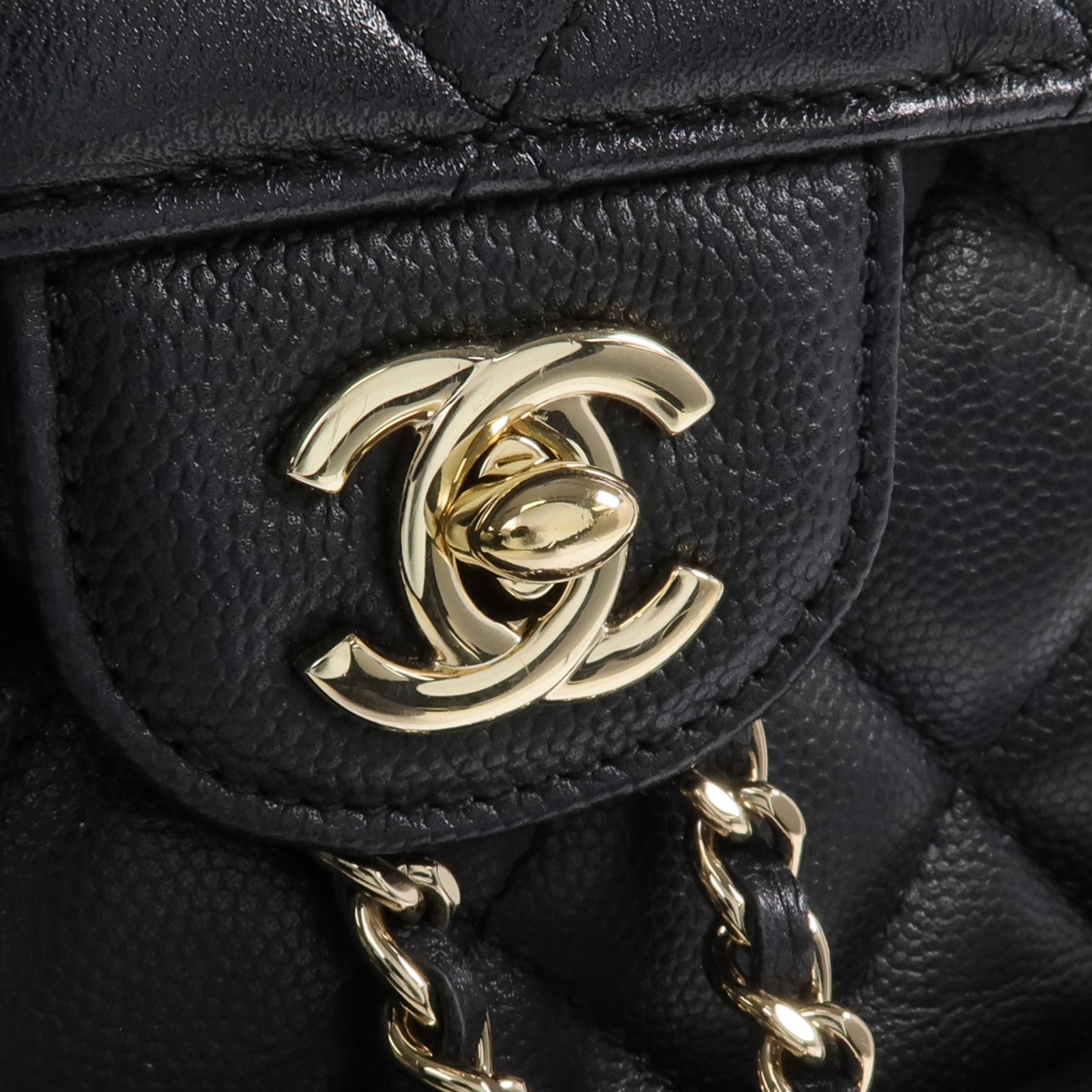 CHANEL 牛皮皮革Backpack金扣背包
