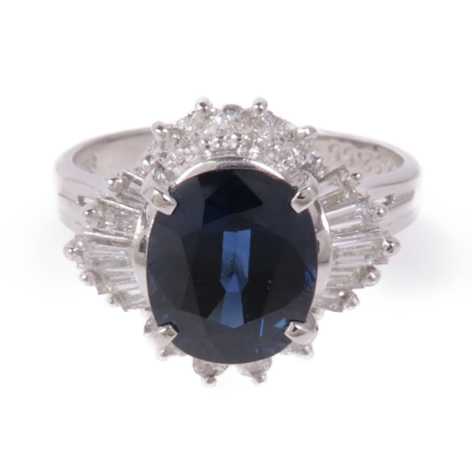JEWELRY PT900鉑金Sapphire/Diamond Ring藍寶石/鑽石戒指US#6