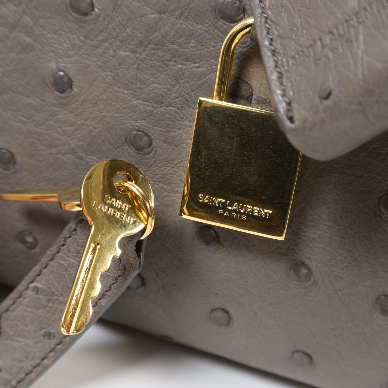 YVES SAINT LAURENT 鴕鳥皮革Sac De Jou金扣手挽肩背兩用袋