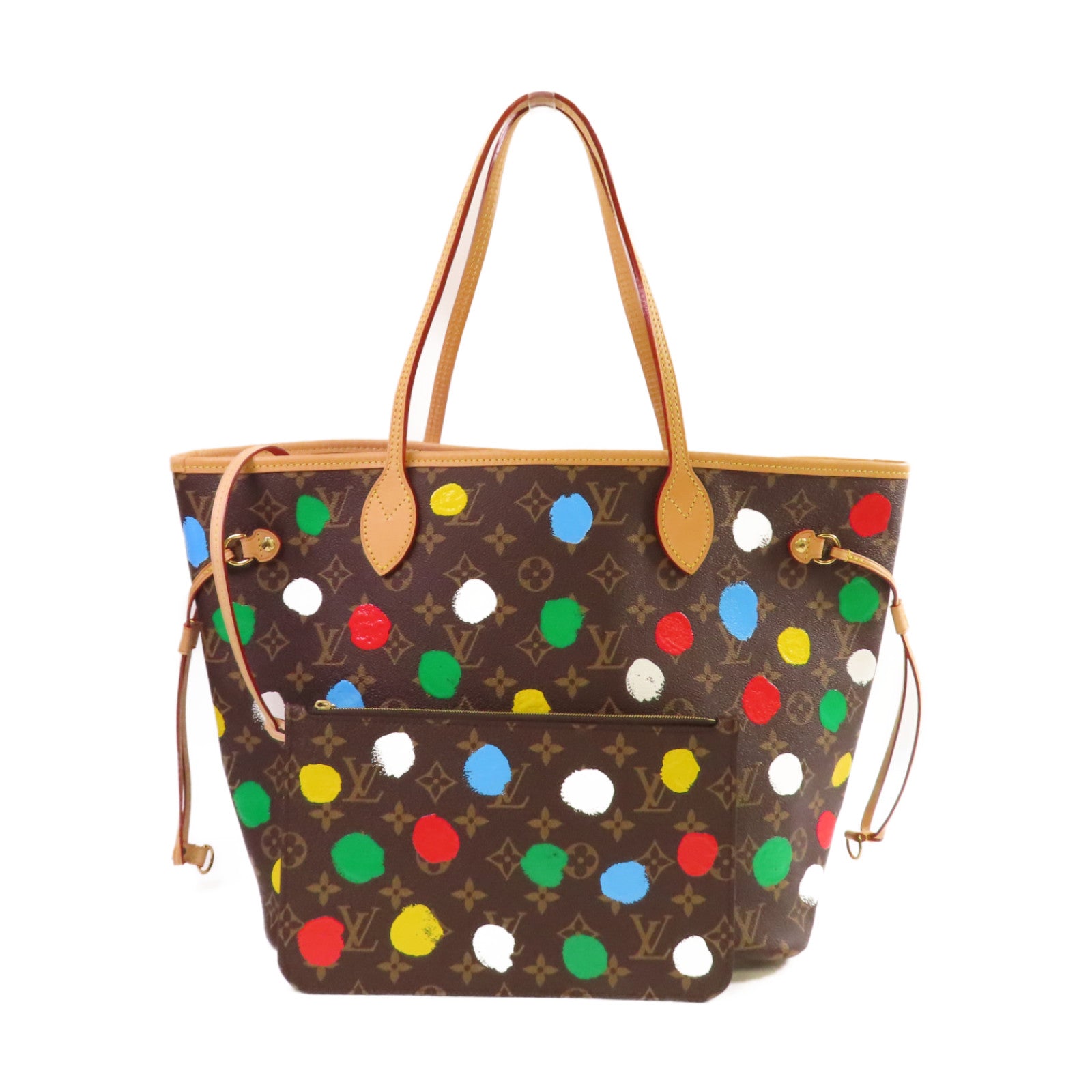 LOUIS VUITTON Monogram LV X YK Neverfull MM Tote Bag金扣肩背袋啡色/彩色
