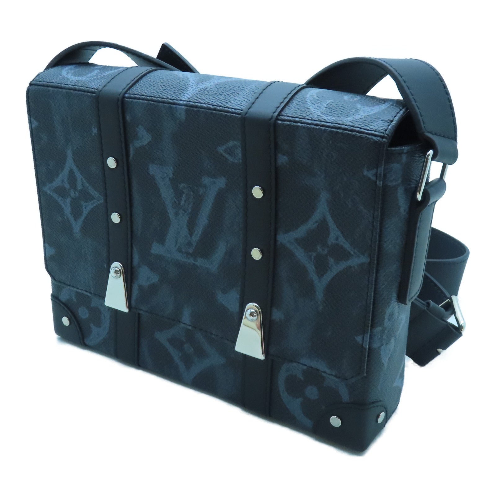 LOUIS VUITTON Monogram Pastel Noir Pastel Trunk銀扣肩背袋黑色