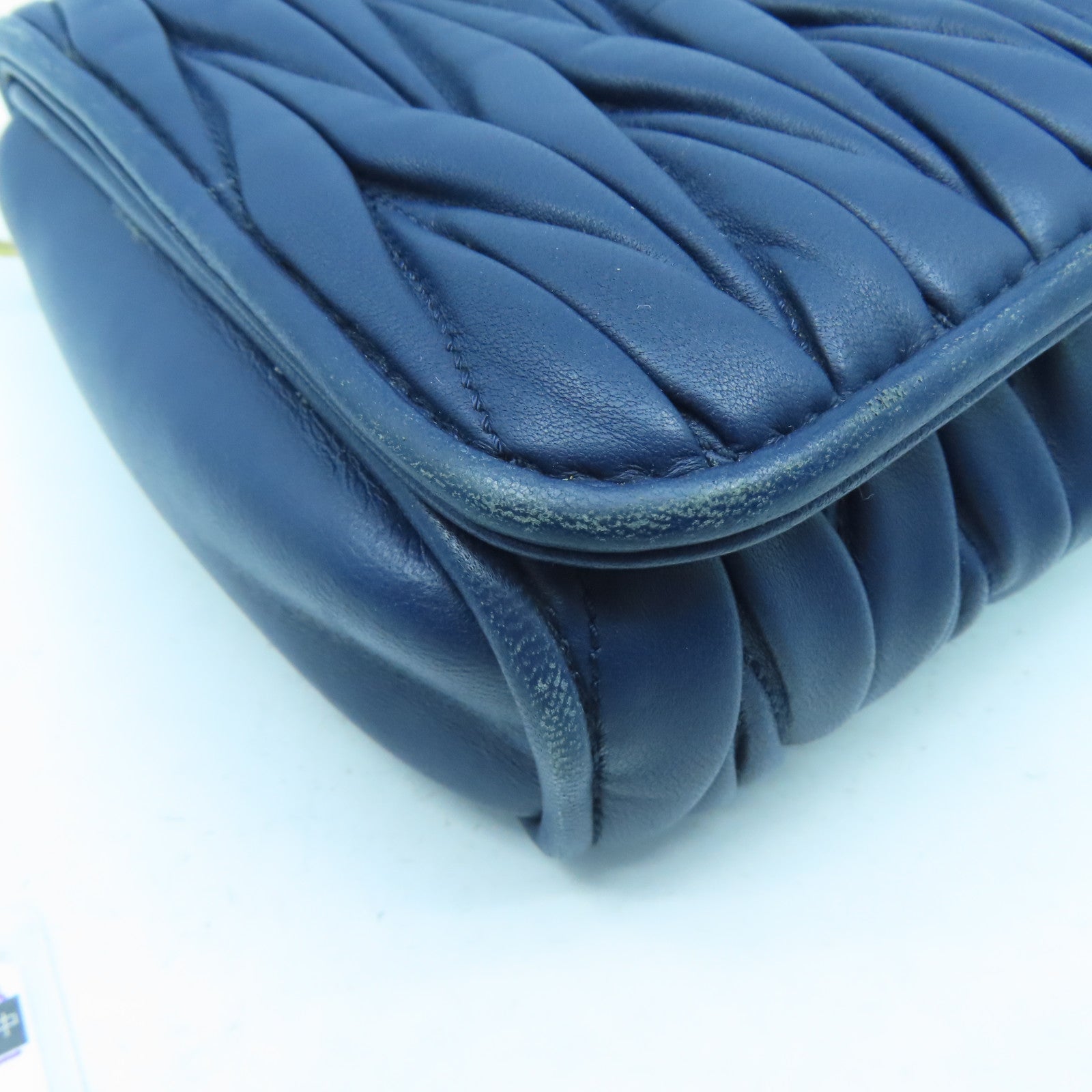 Miu Miu 【激減優惠】羊皮皮革Shoulder Bag金扣肩背袋深藍色