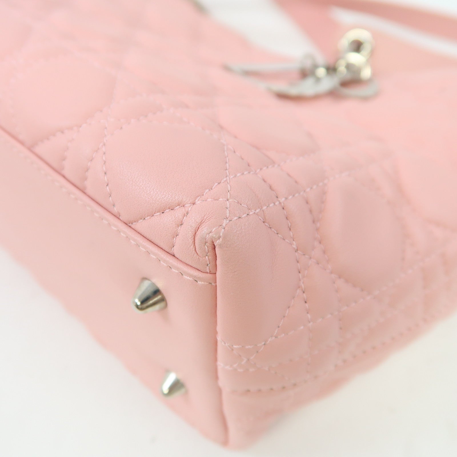 Dior 牛皮皮革Shoulder Bag銀扣肩背袋粉紅色