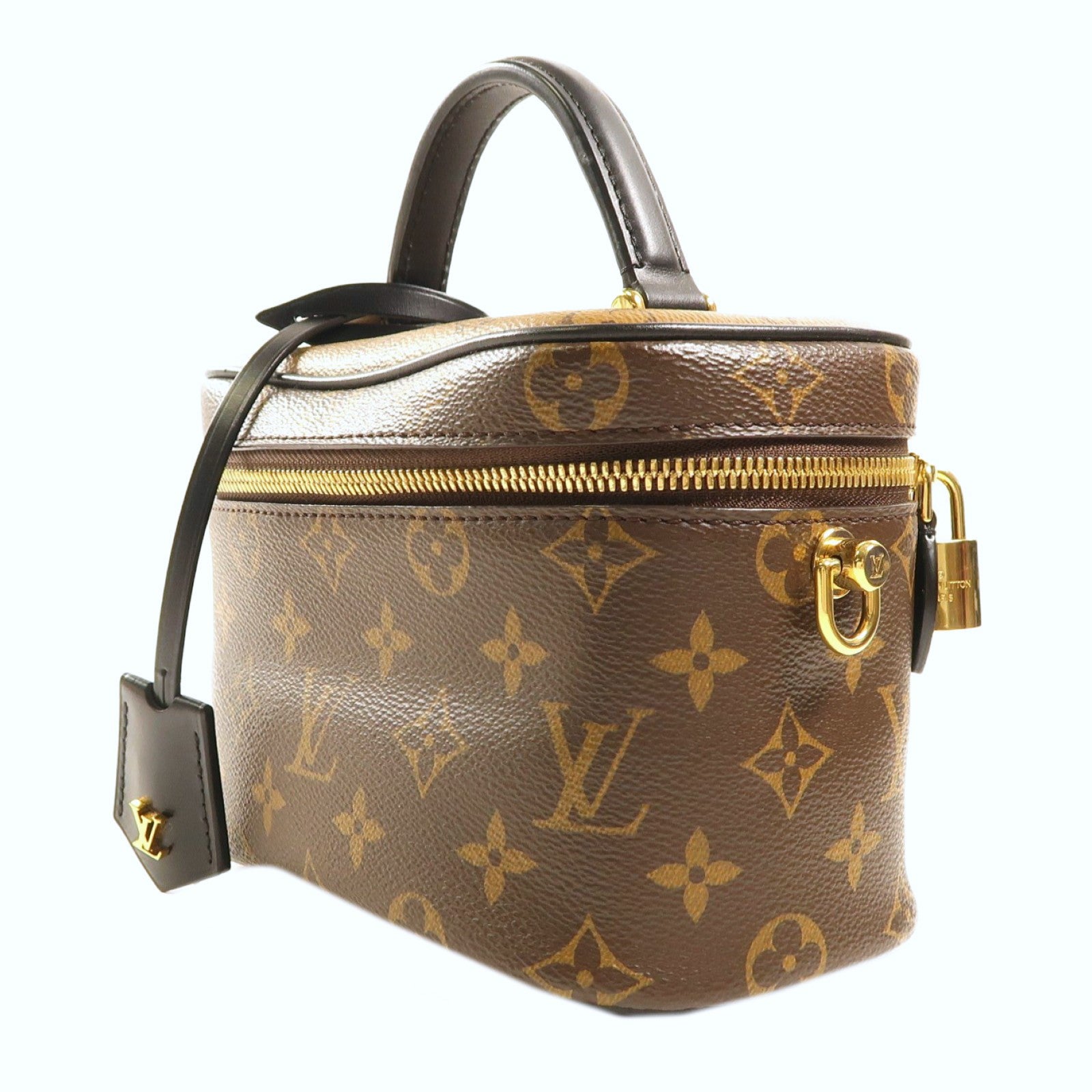 LOUIS VUITTON Monogram Vanity PM金扣手挽肩背兩用袋啡色