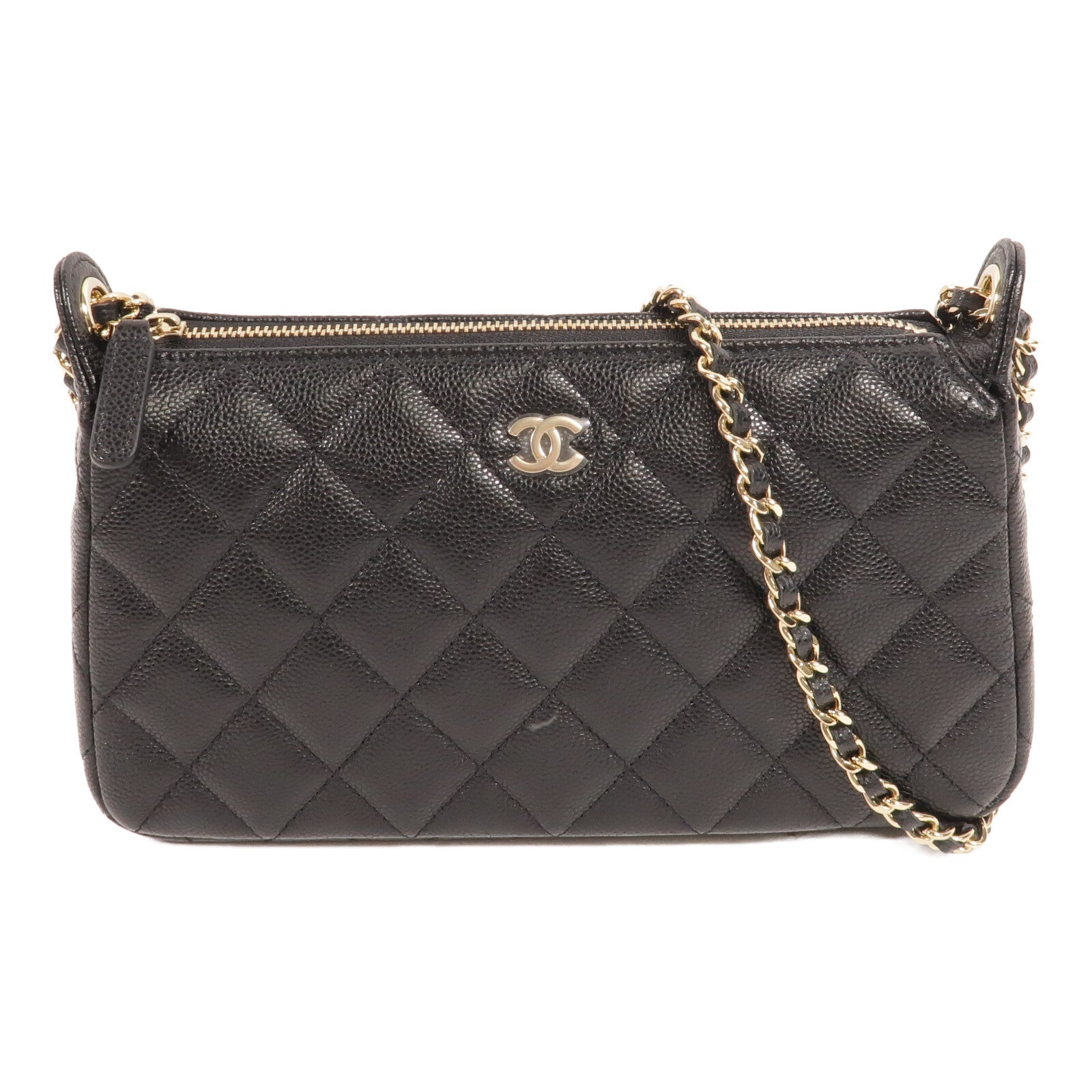 CHANEL 牛皮皮革Pouch Chain Shoulder鏈帶肩背袋