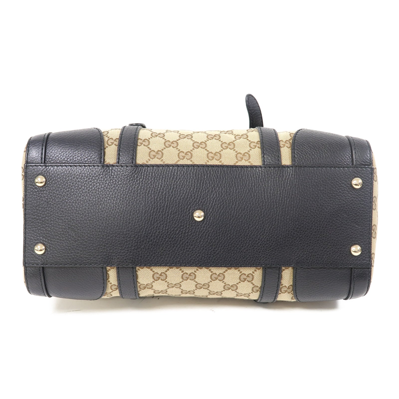GUCCI 帆布Shoulder Bag金扣手挽肩背兩用袋啡色/黑色