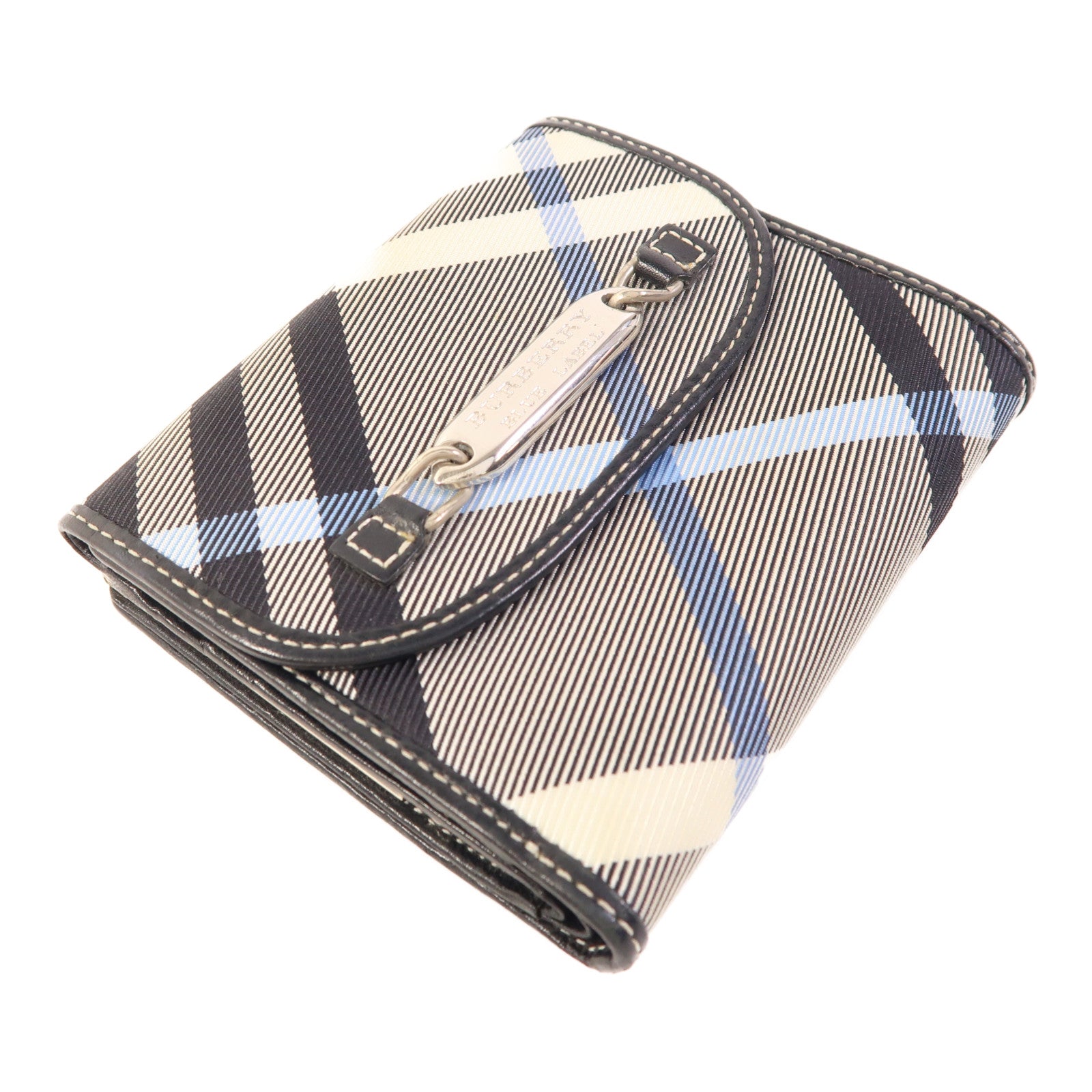BURBERRY BLUE LABEL 皮革/布料Wallet銀扣錢包