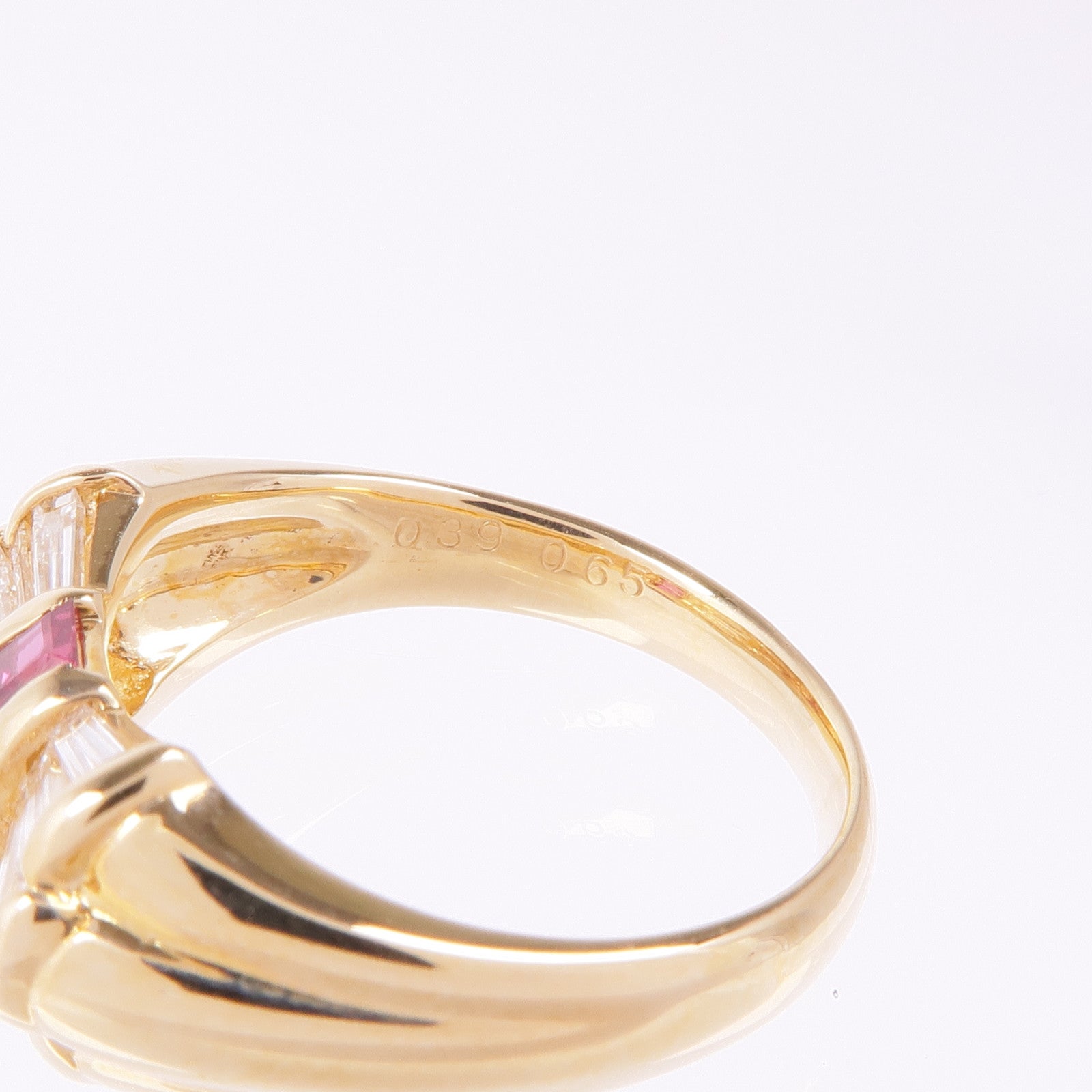 JEWELRY 【激減優惠】18K黃金Ruby Diamond Ring紅寶石鑽石戒指US#5.75
