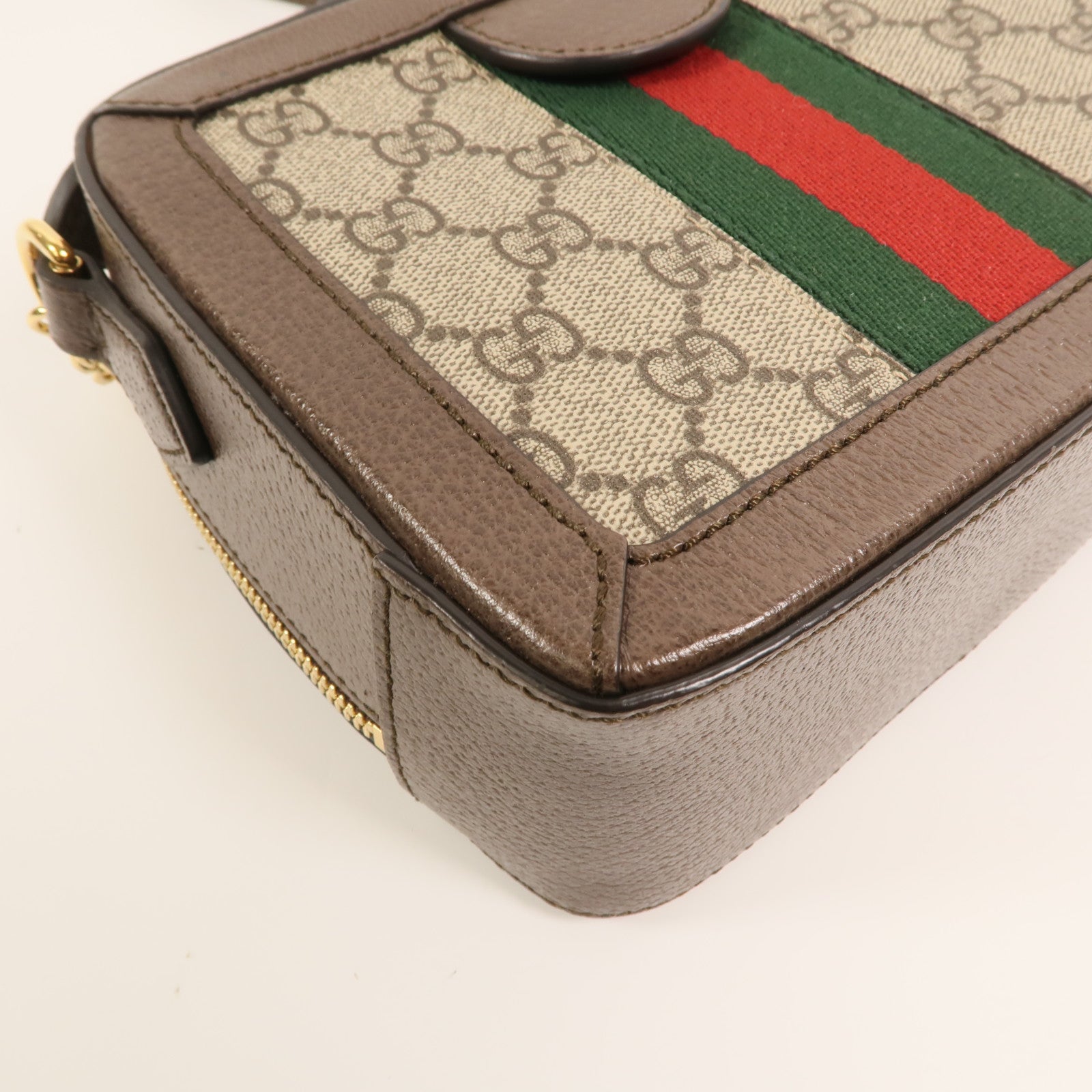 GUCCI 塗層帆布Ophidia GG Mini金扣鏈帶手挽肩背兩用袋
