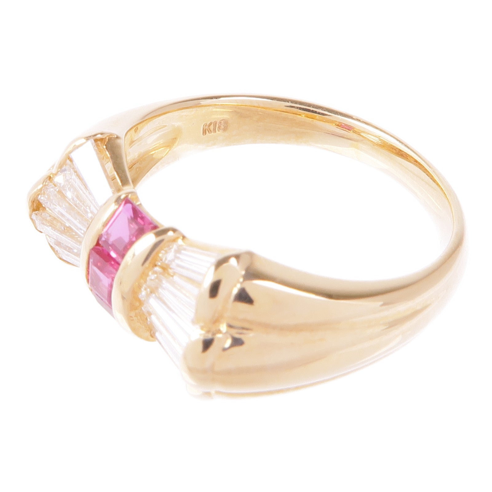 JEWELRY 【激減優惠】18K黃金Ruby Diamond Ring紅寶石鑽石戒指US#5.75