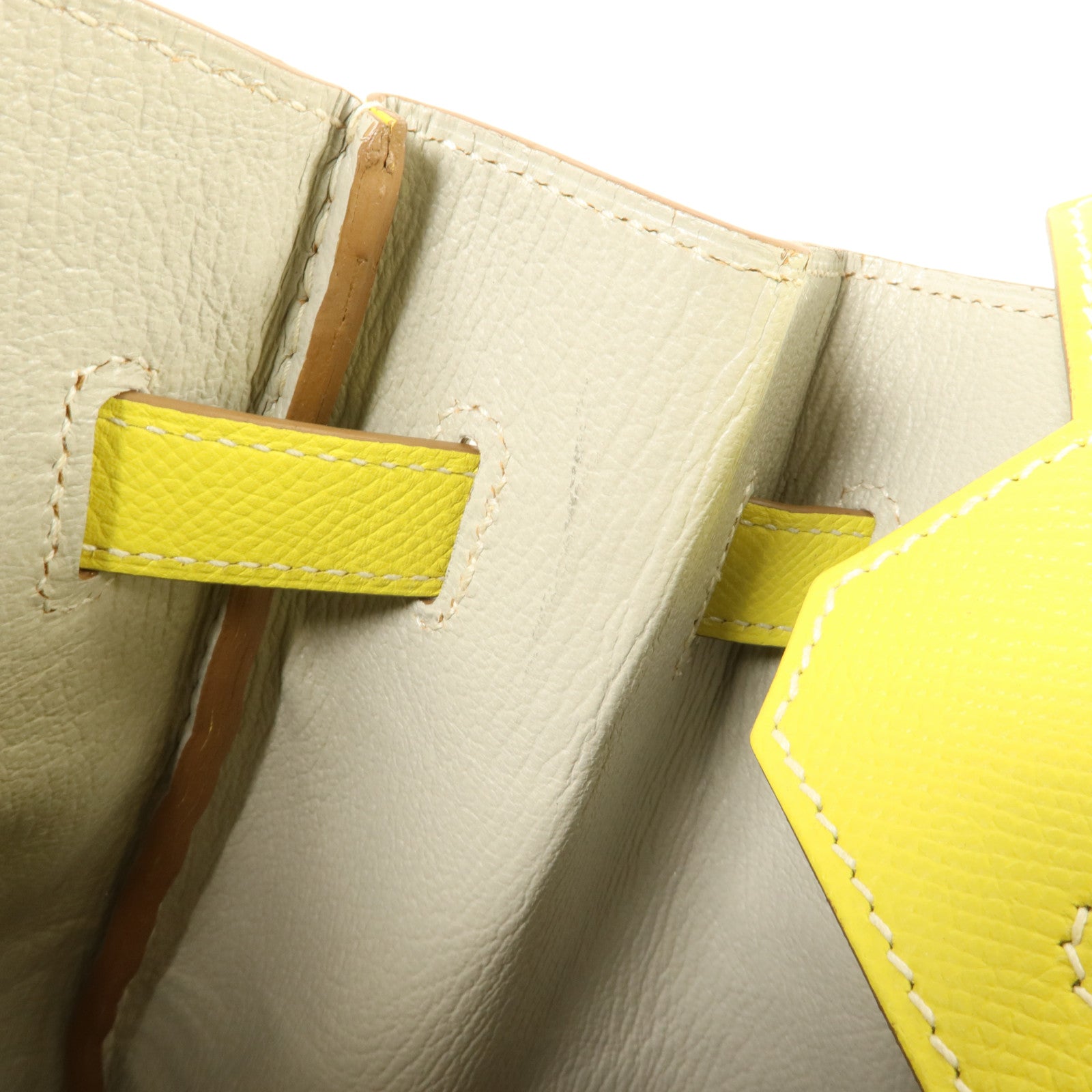 HERMES Epsom皮革Birkin 35手挽袋Lime/Gris Perle