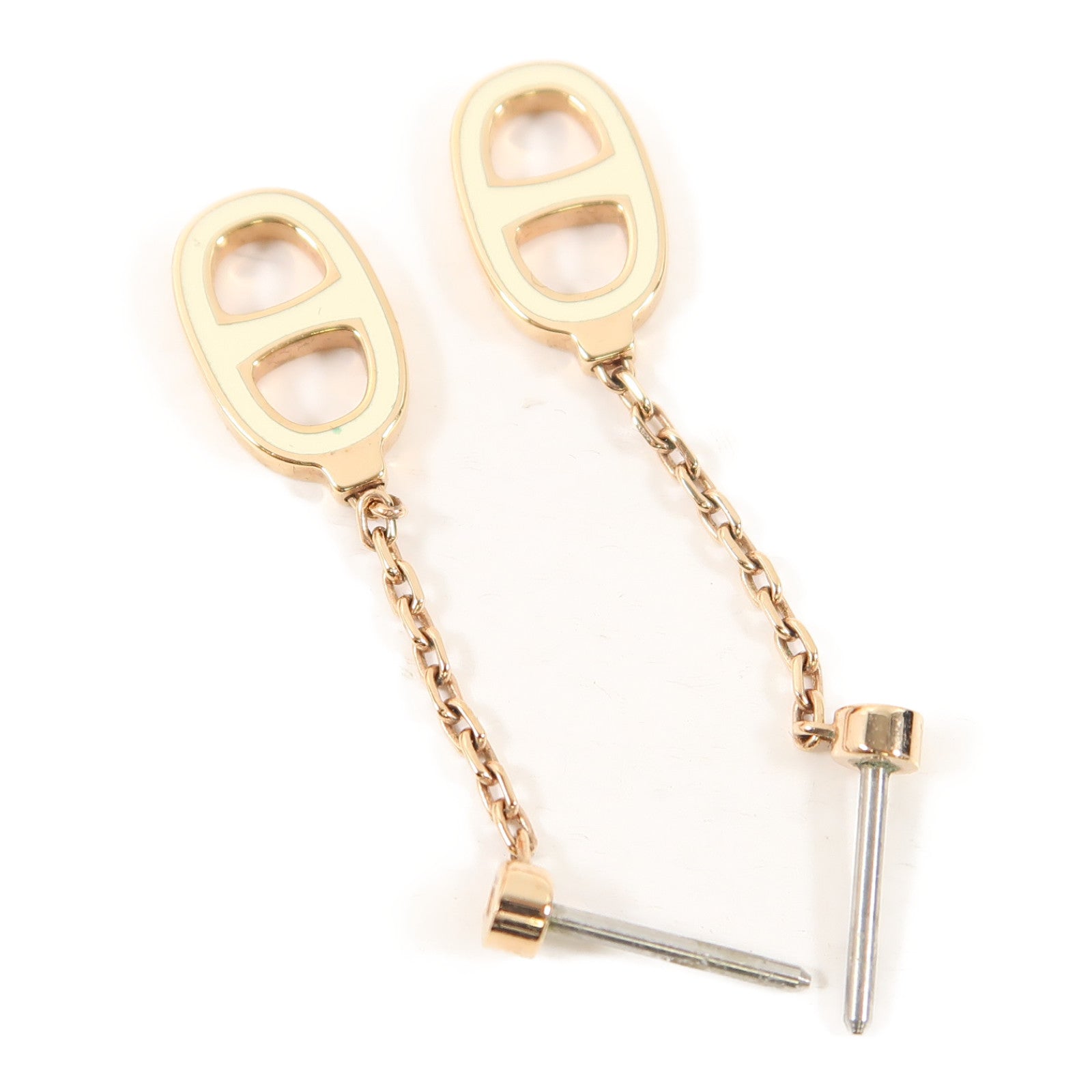 HERMES 金屬Earrings耳環白色/金色