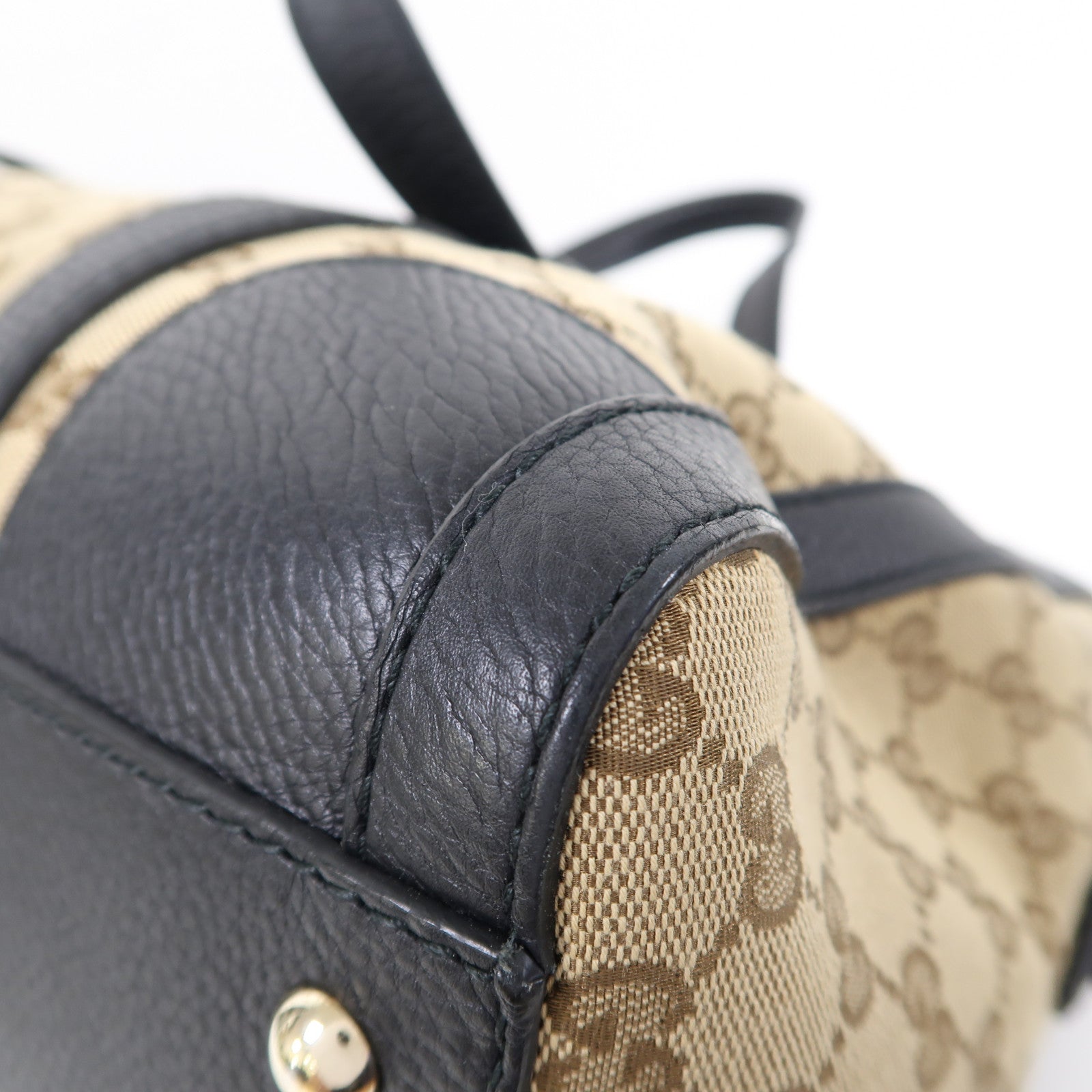 GUCCI 帆布Shoulder Bag金扣手挽肩背兩用袋啡色/黑色