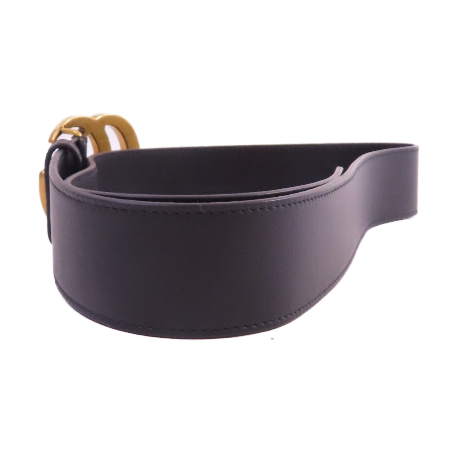 GUCCI 牛皮皮革GG Belt金扣皮帶黑色