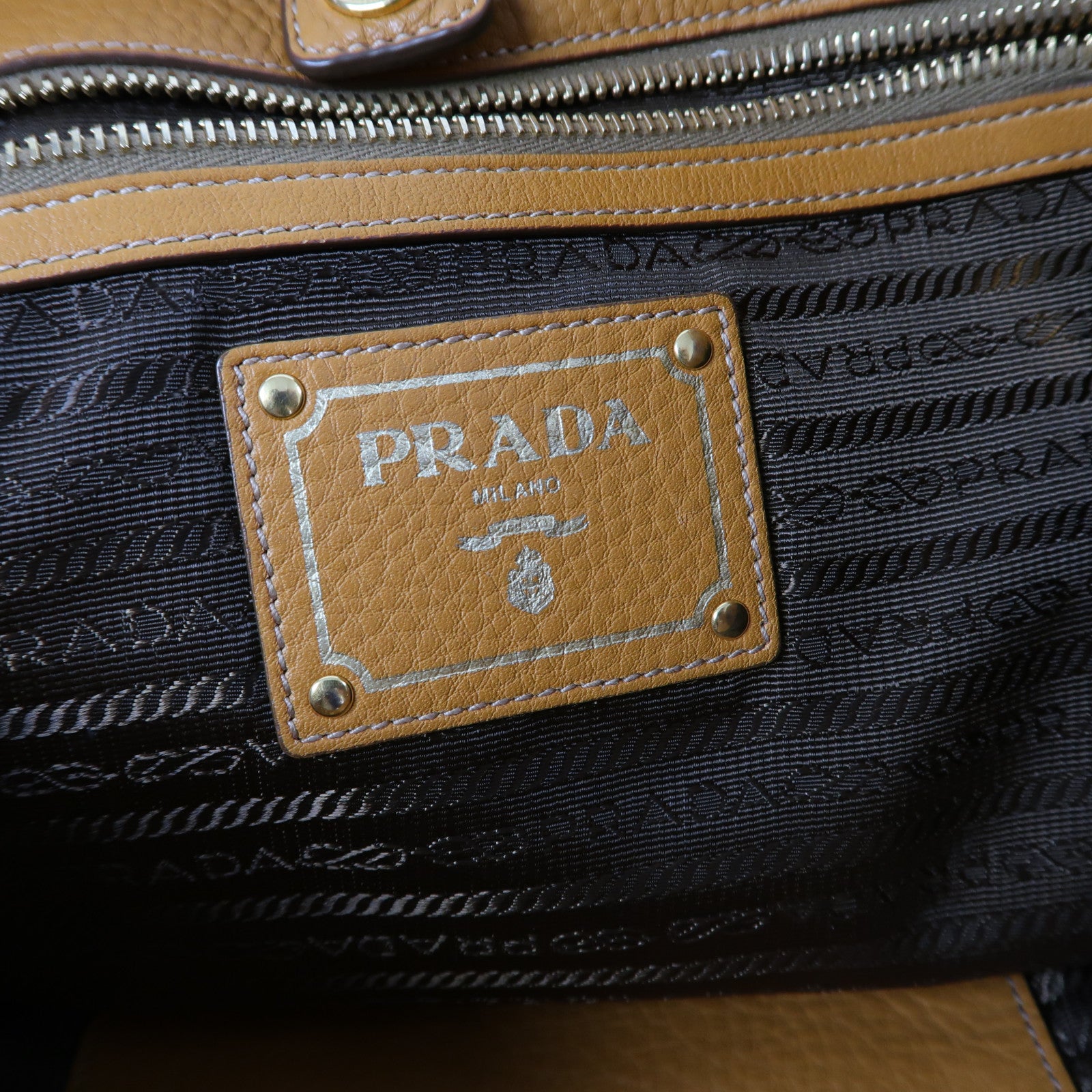 PRADA 【激減優惠】牛皮皮革Sacca 2 Manici Bag金扣肩背袋橙色
