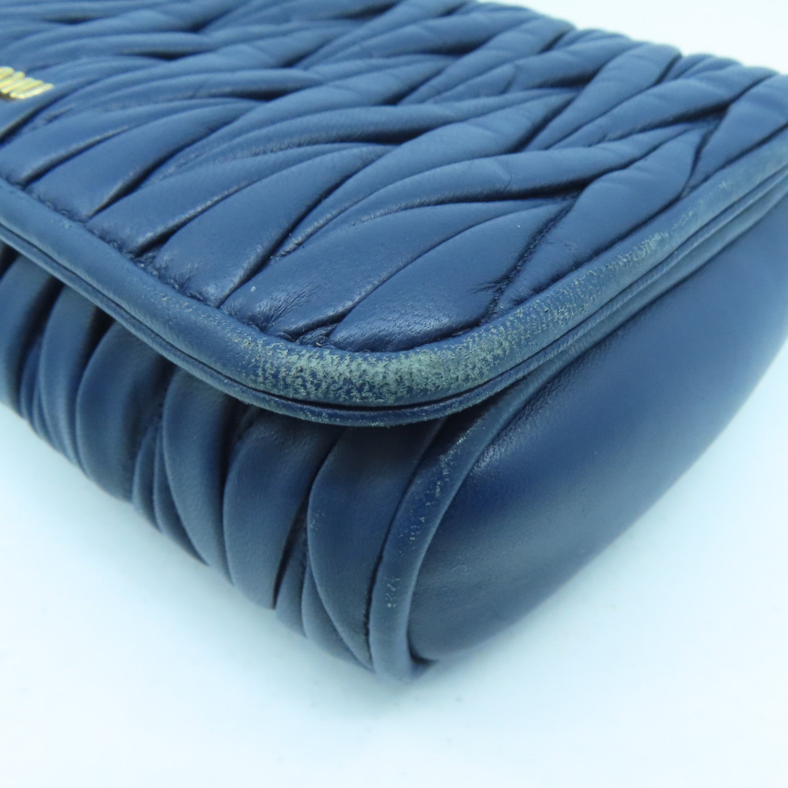 Miu Miu 【激減優惠】羊皮皮革Shoulder Bag金扣肩背袋深藍色